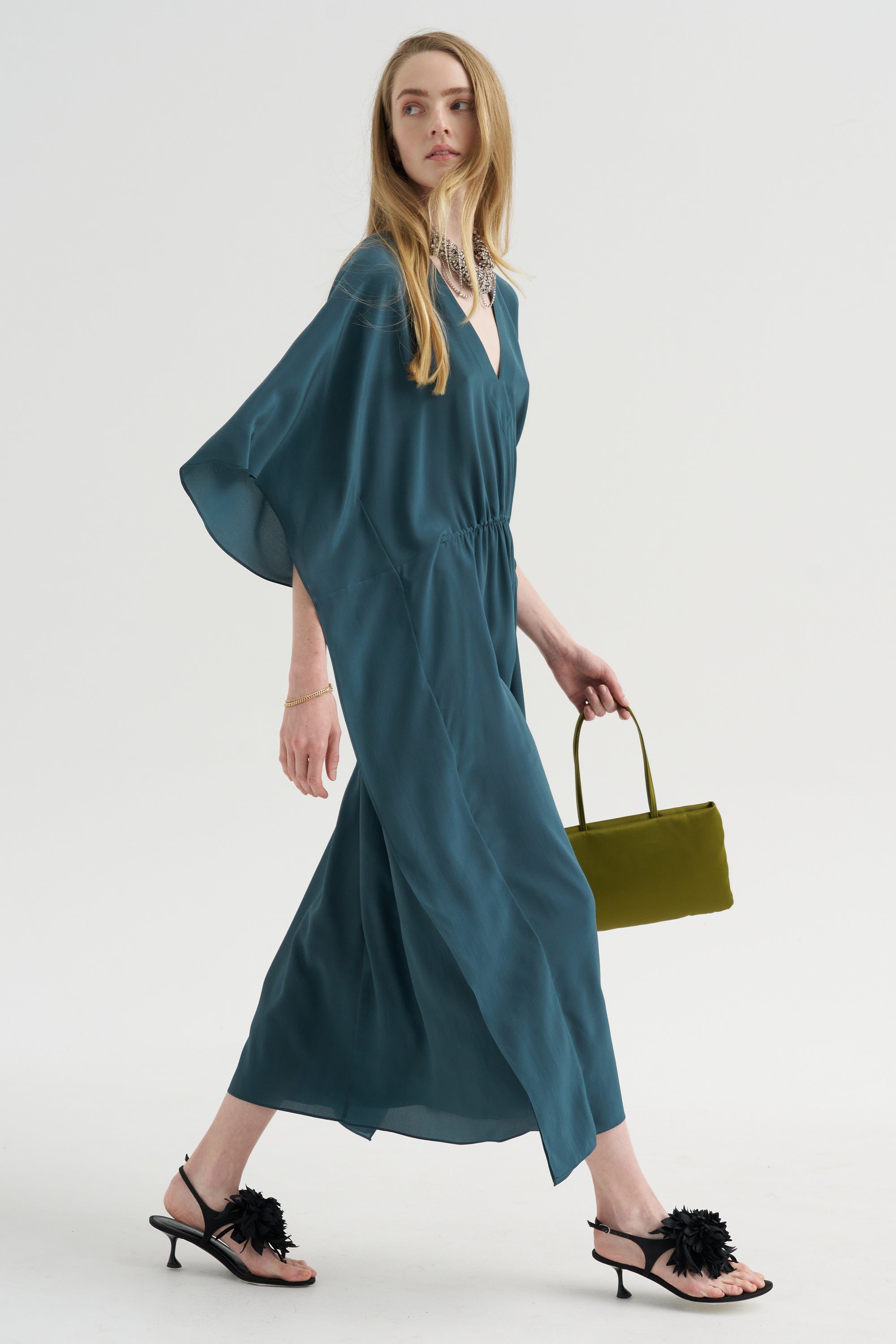 organic silk dress Silk Maxi Shirt Dress Niue Night Sky / S