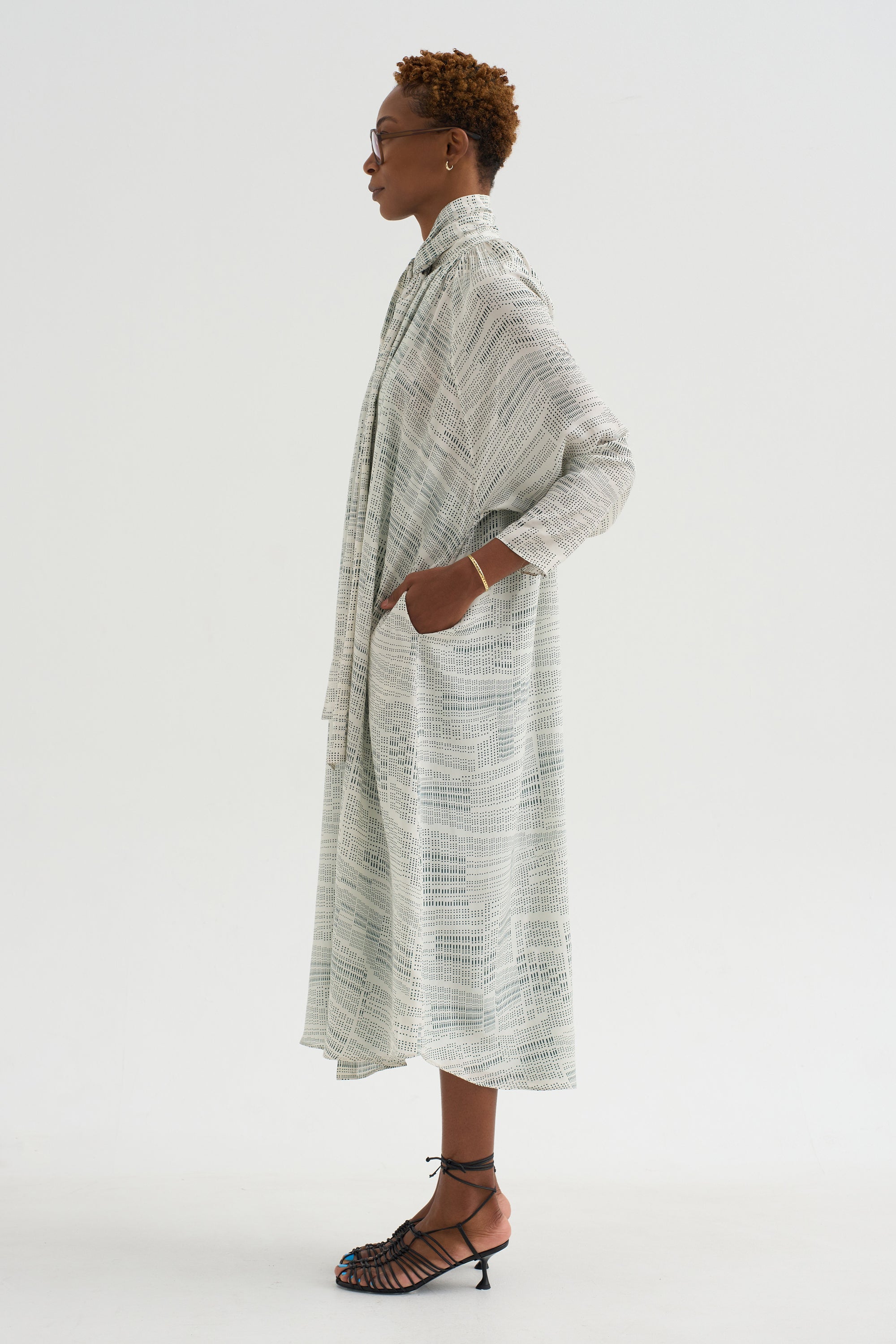 Simon - Printed Silk Dress Organ, Ivory