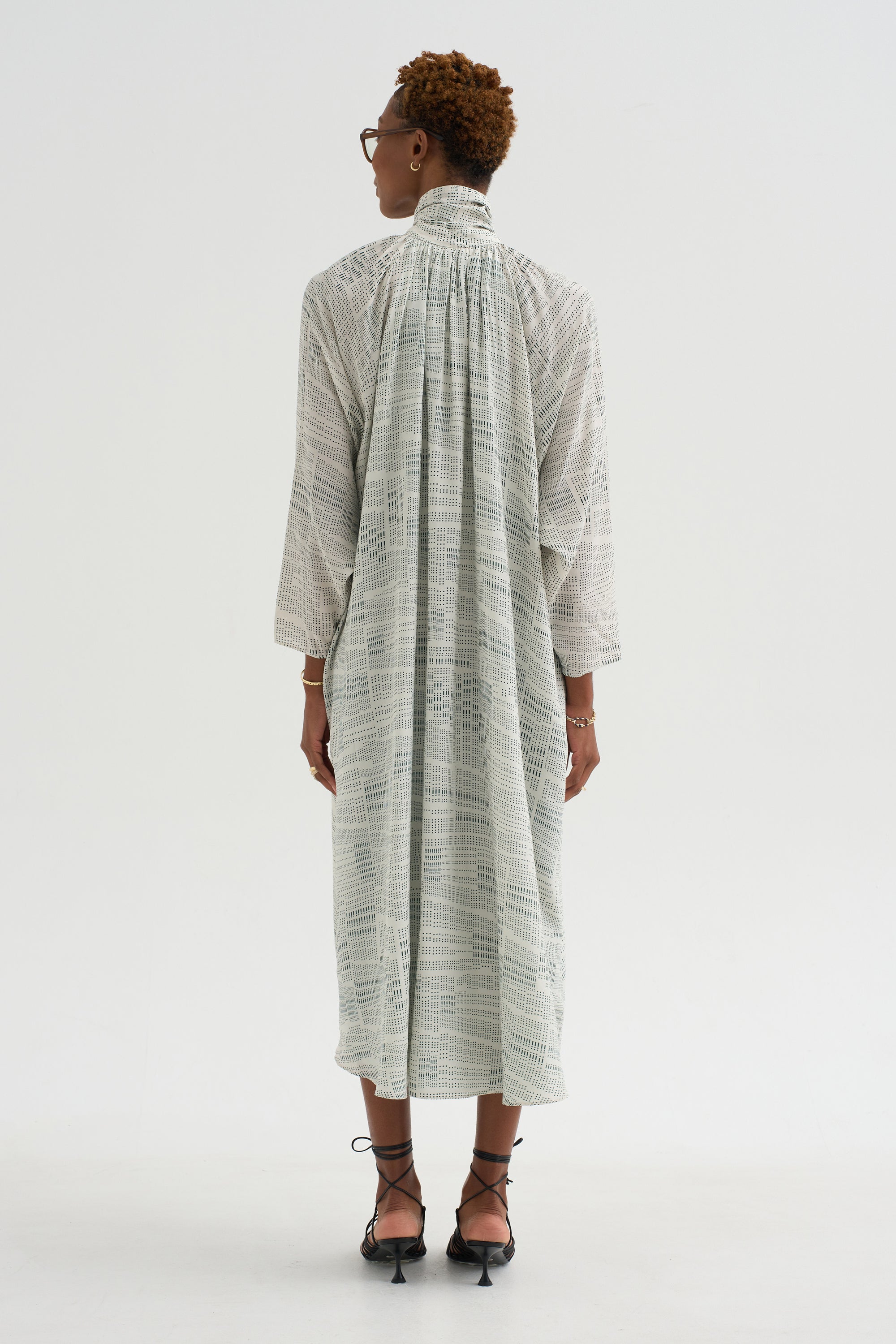 Simon - Printed Silk Dress Organ, Ivory
