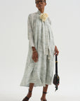 Simon - Printed Silk Dress Organ, Ivory