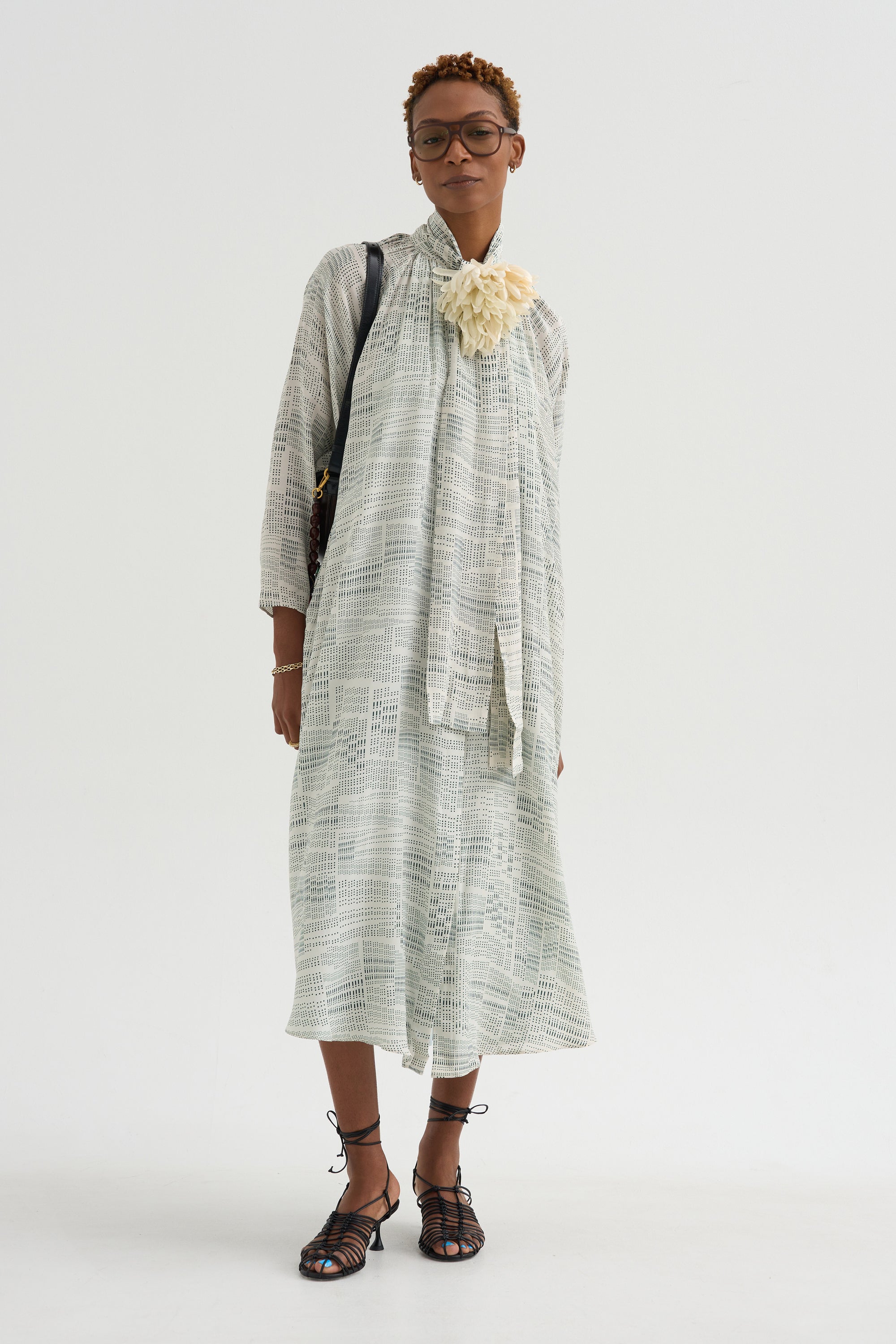 Simon - Printed Silk Dress Organ, Ivory