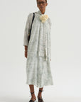 Simon - Printed Silk Dress Organ, Ivory
