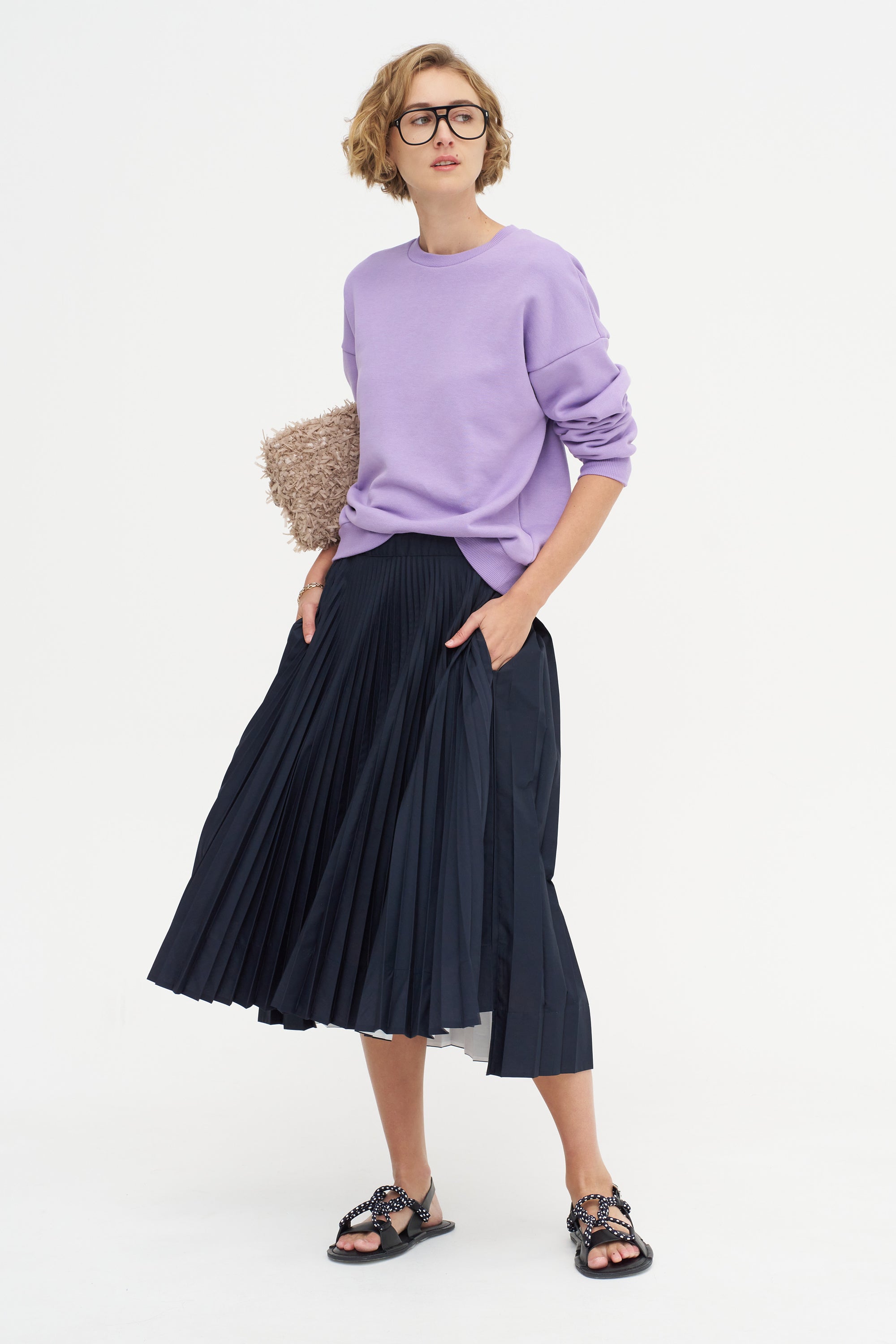 Alnwick - Japanese Cotton Sweater, Lilac