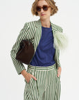 Totnes - Wool And Cotton Blazer, Green & Ivory