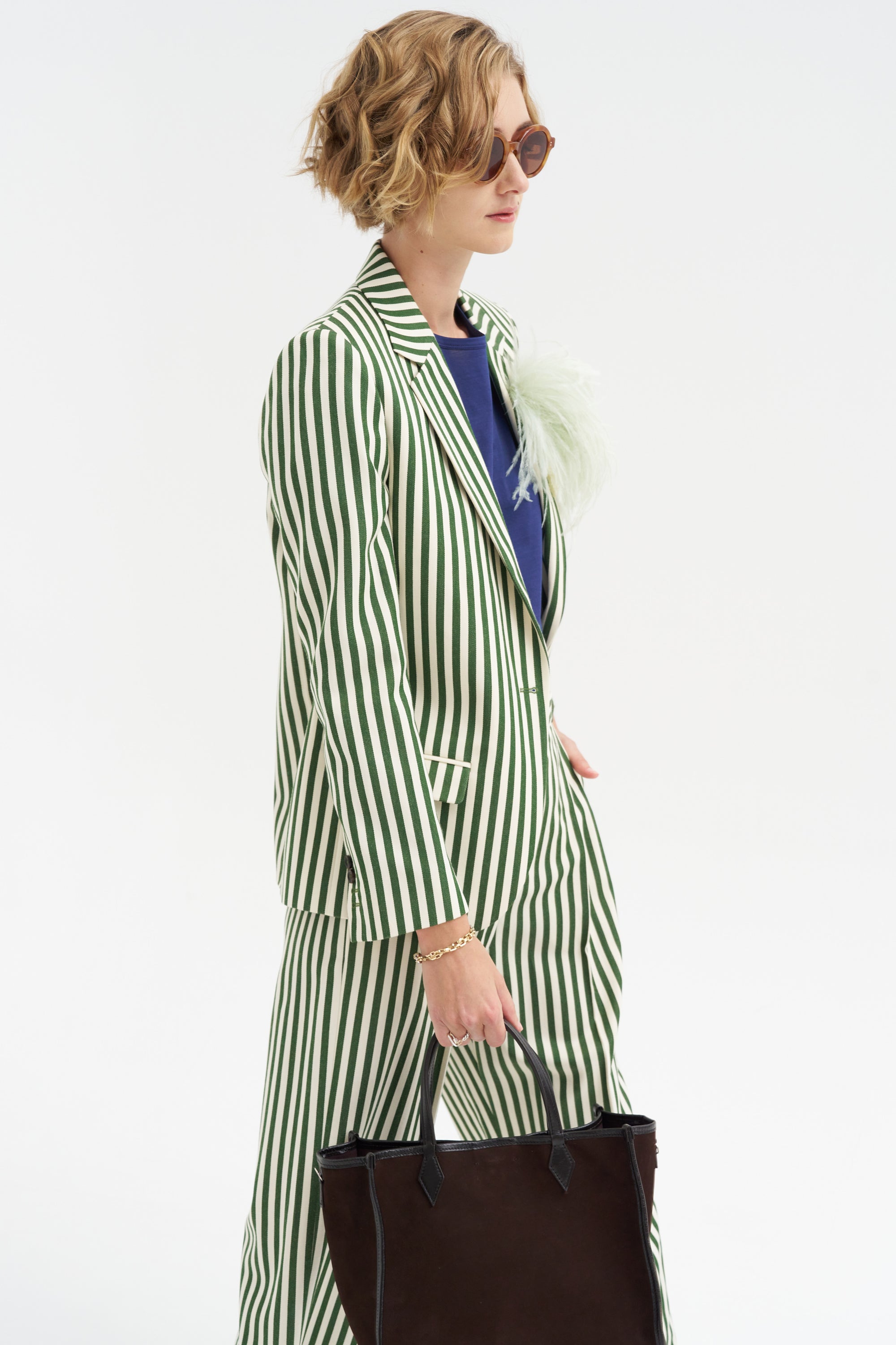 Totnes - Wool And Cotton Blazer, Green &amp; Ivory