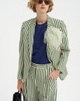 Totnes - Wool And Cotton Blazer, Green & Ivory