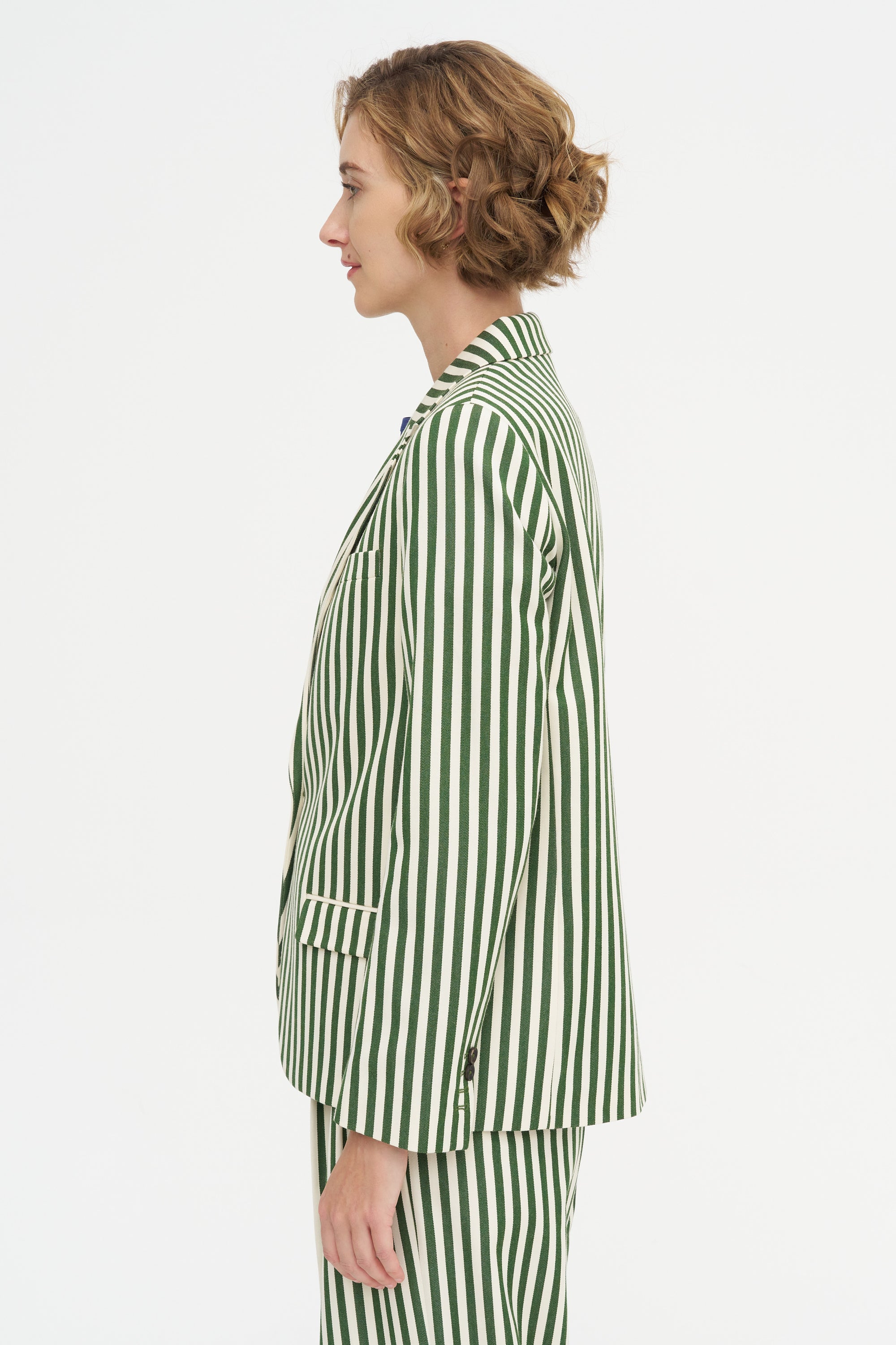 Totnes - Wool And Cotton Blazer, Green &amp; Ivory