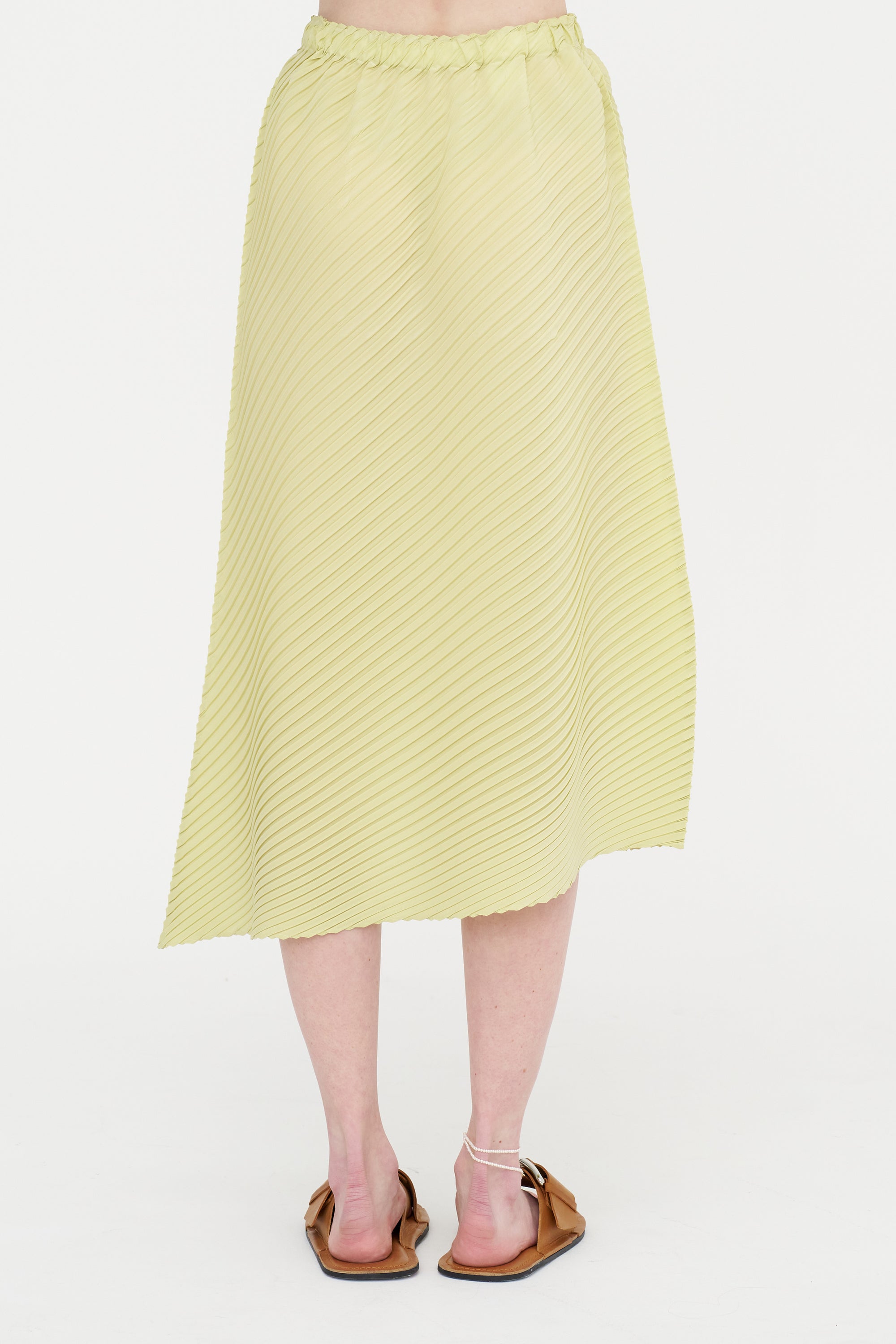 Plaster Pleats Solid Skirt, Light Green