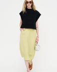 Plaster Pleats Solid Skirt, Light Green