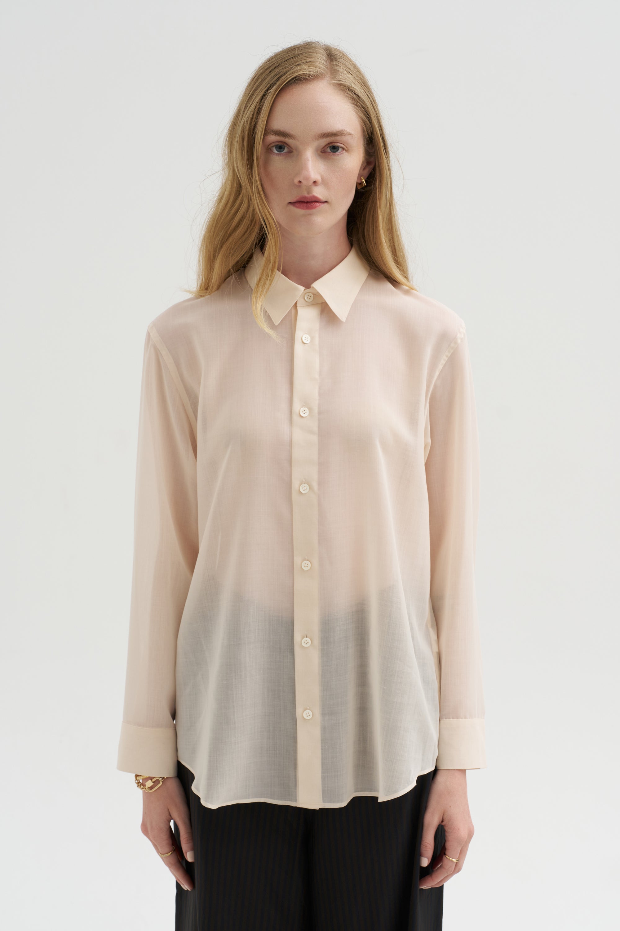 Sheer Wool Top, Off White