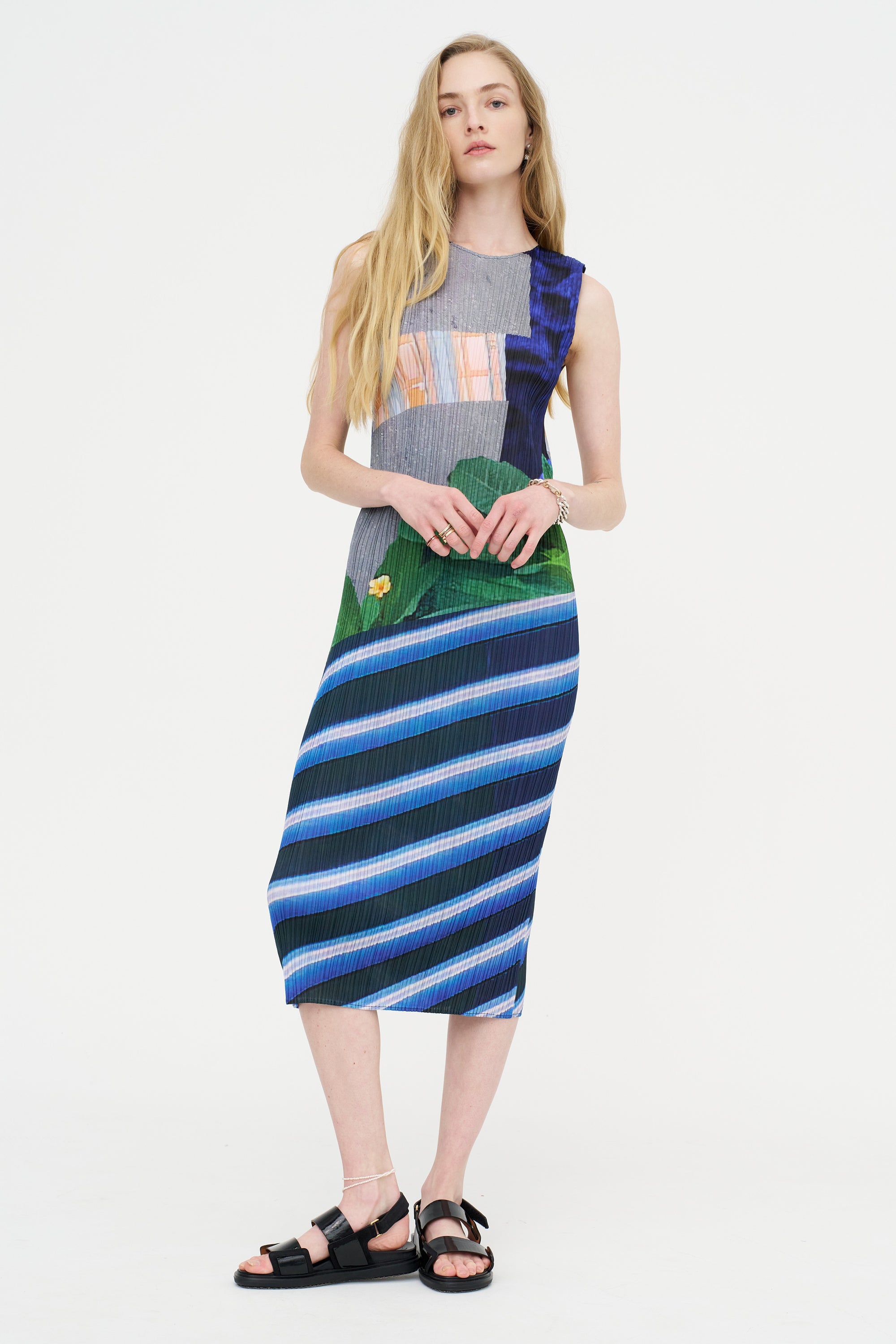 City Collage Dress, Gray &amp; Navy