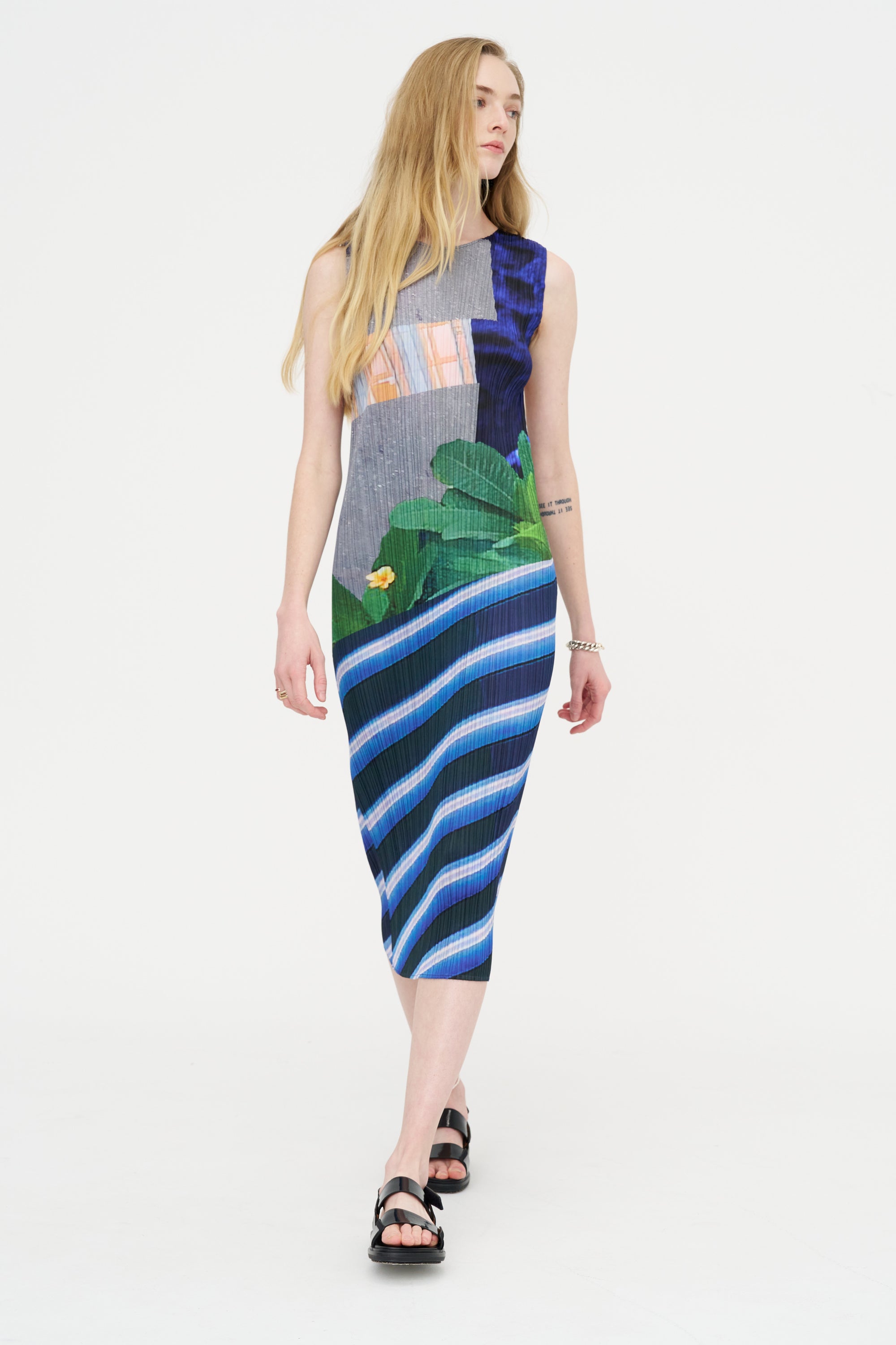 City Collage Dress, Gray &amp; Navy