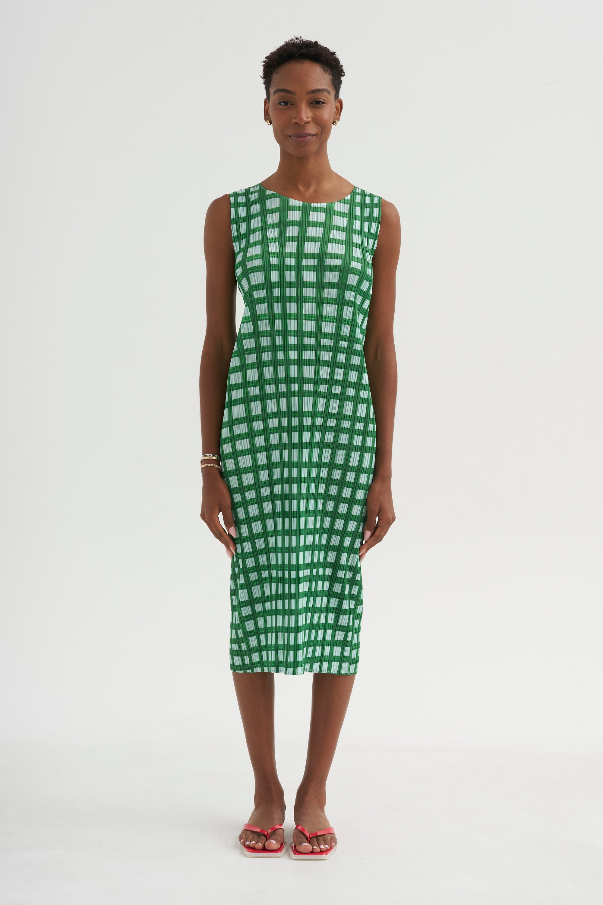 kick pleat dress Stine Goya Metallic Sleeveless Minidress in Lurex Garden at Nordstrom, Size Xx-Small