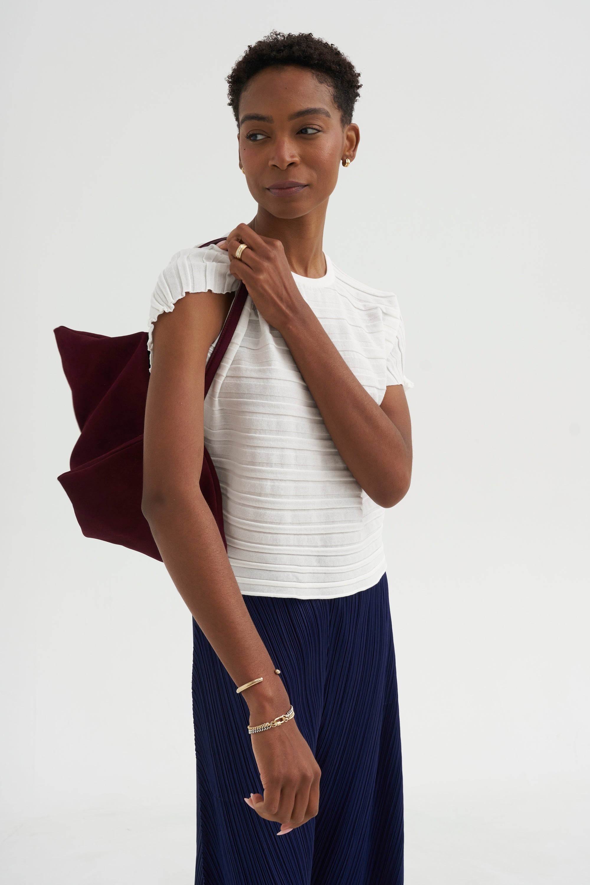 Step Knit Top, Off White