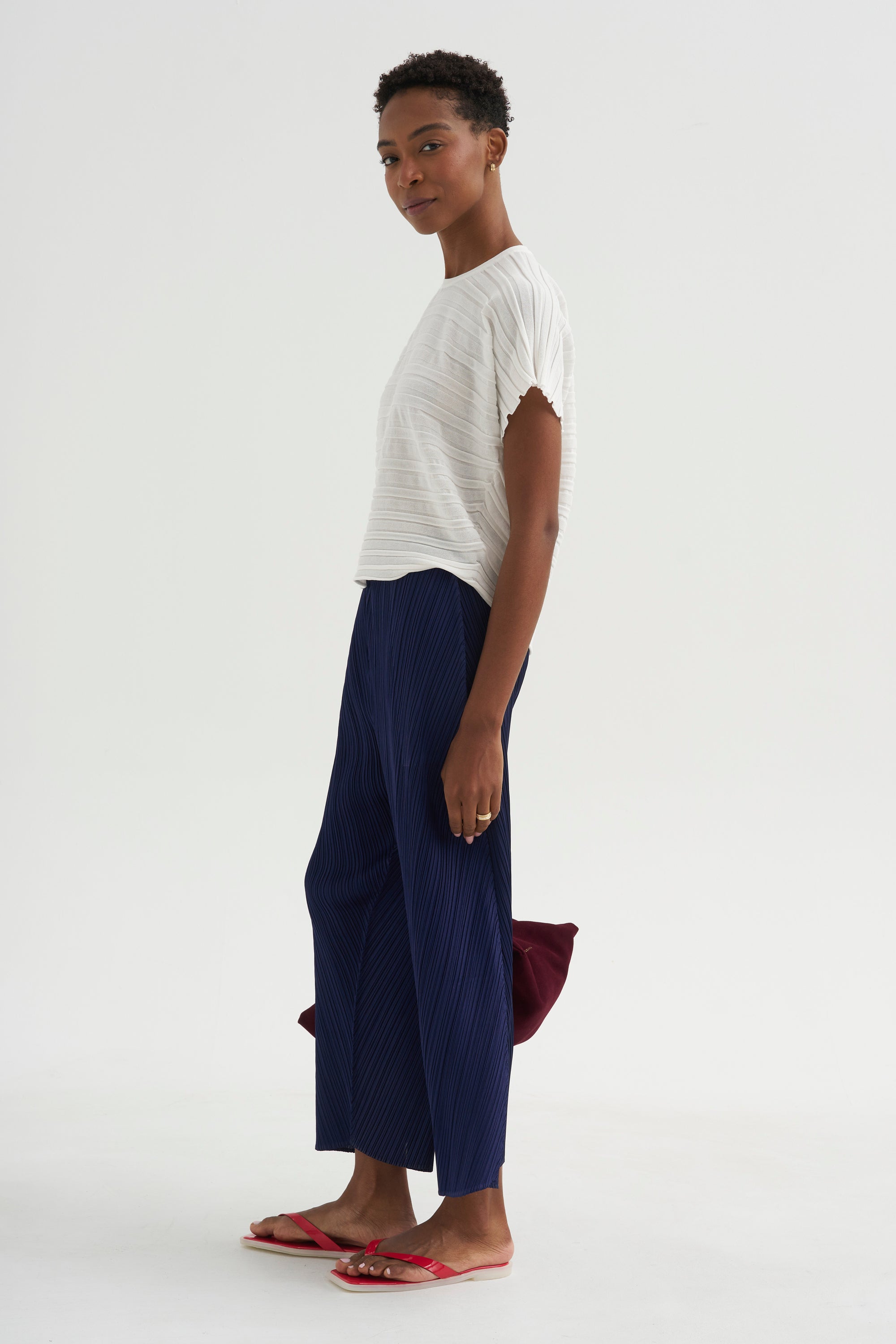 Step Knit Top, Off White