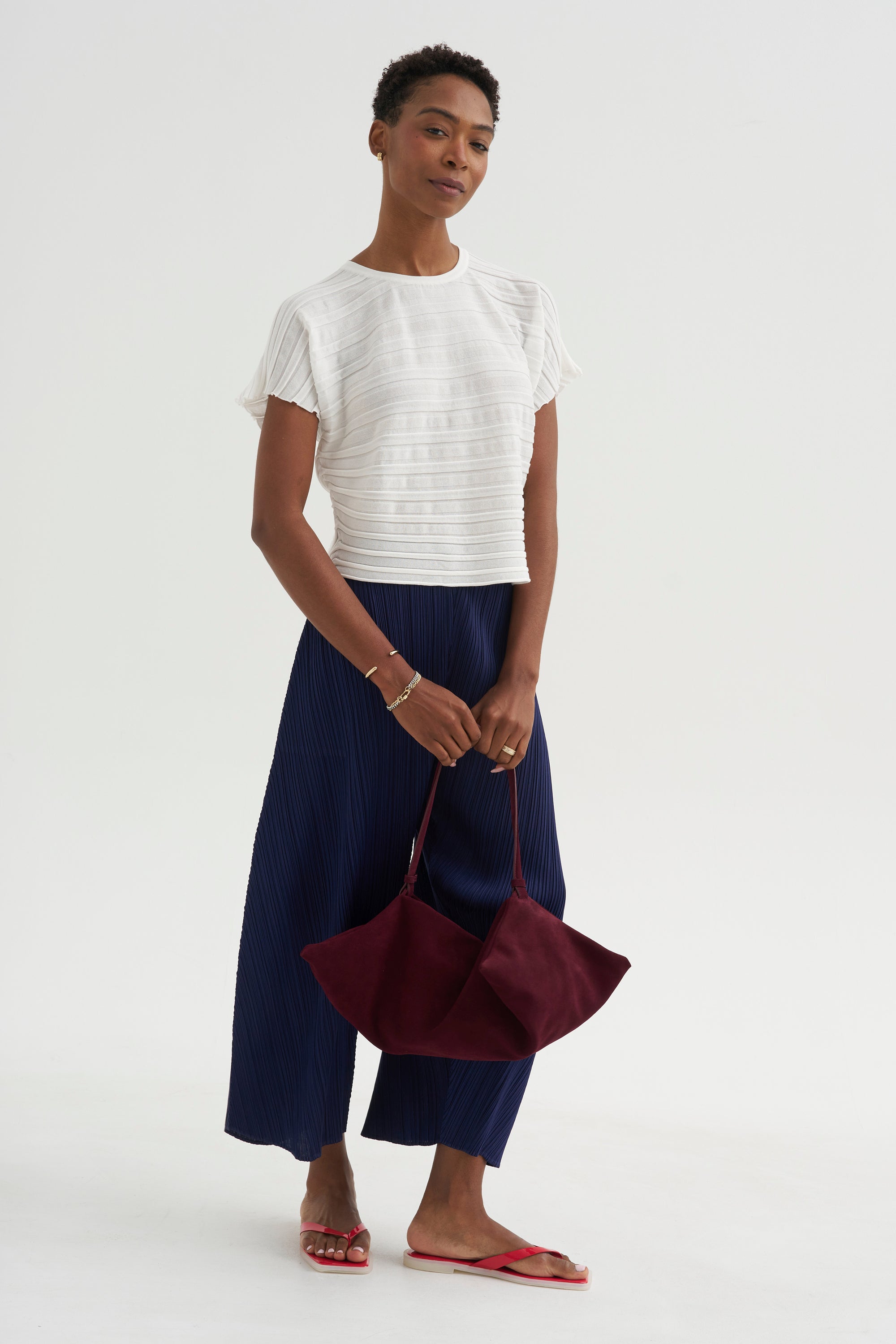 Step Knit Top, Off White