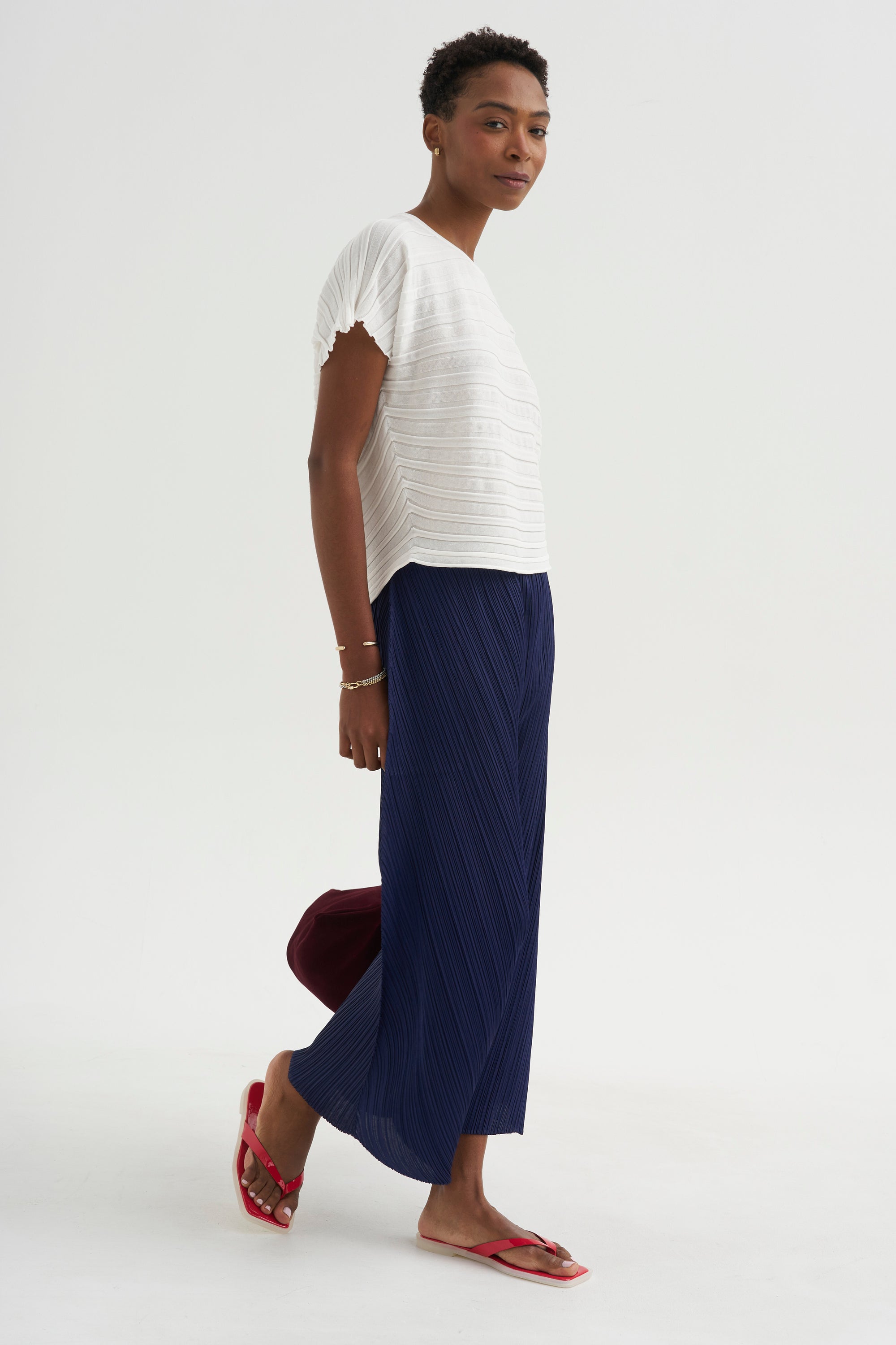 Step Knit Top, Off White