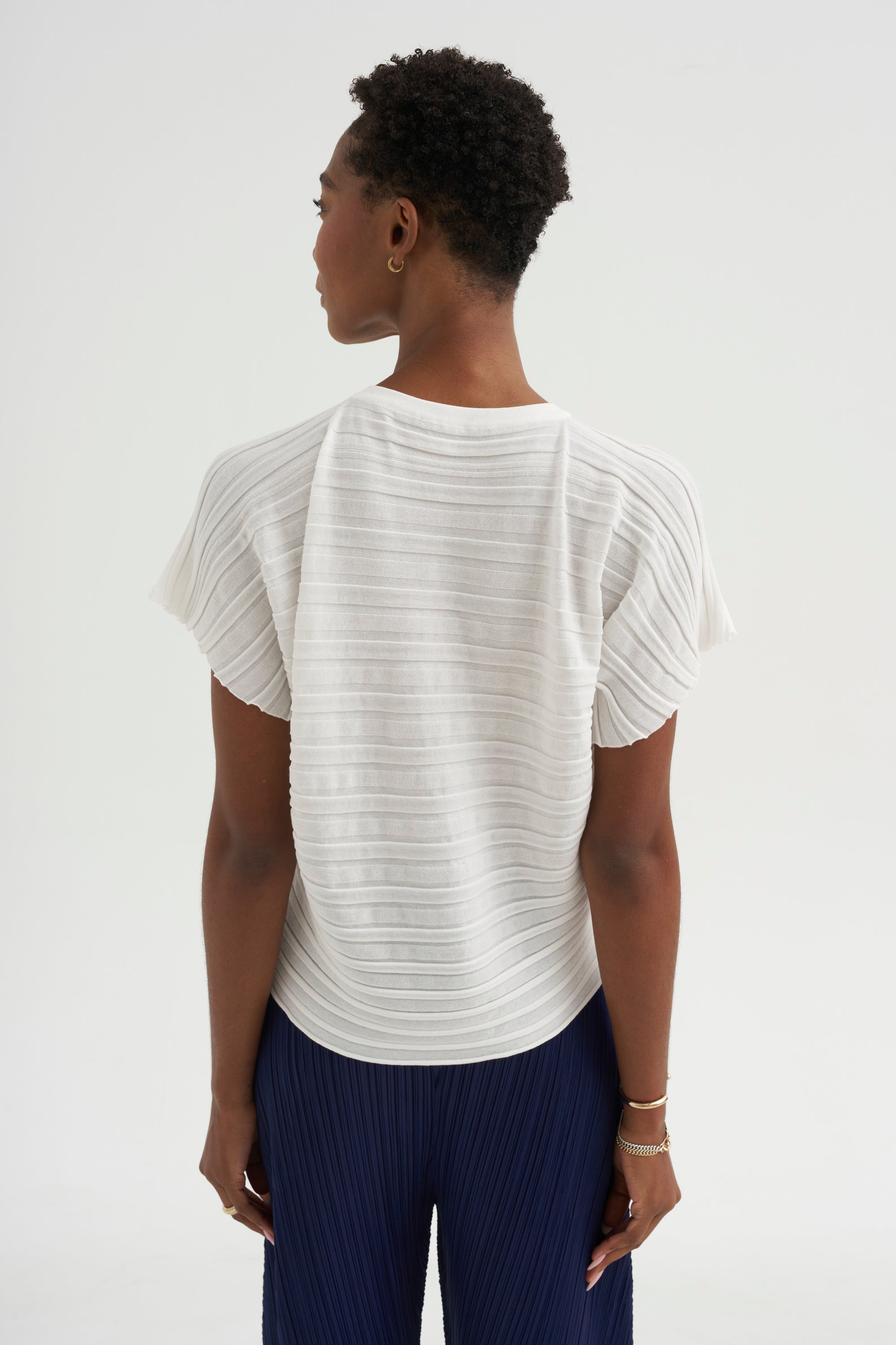 Step Knit Top, Off White