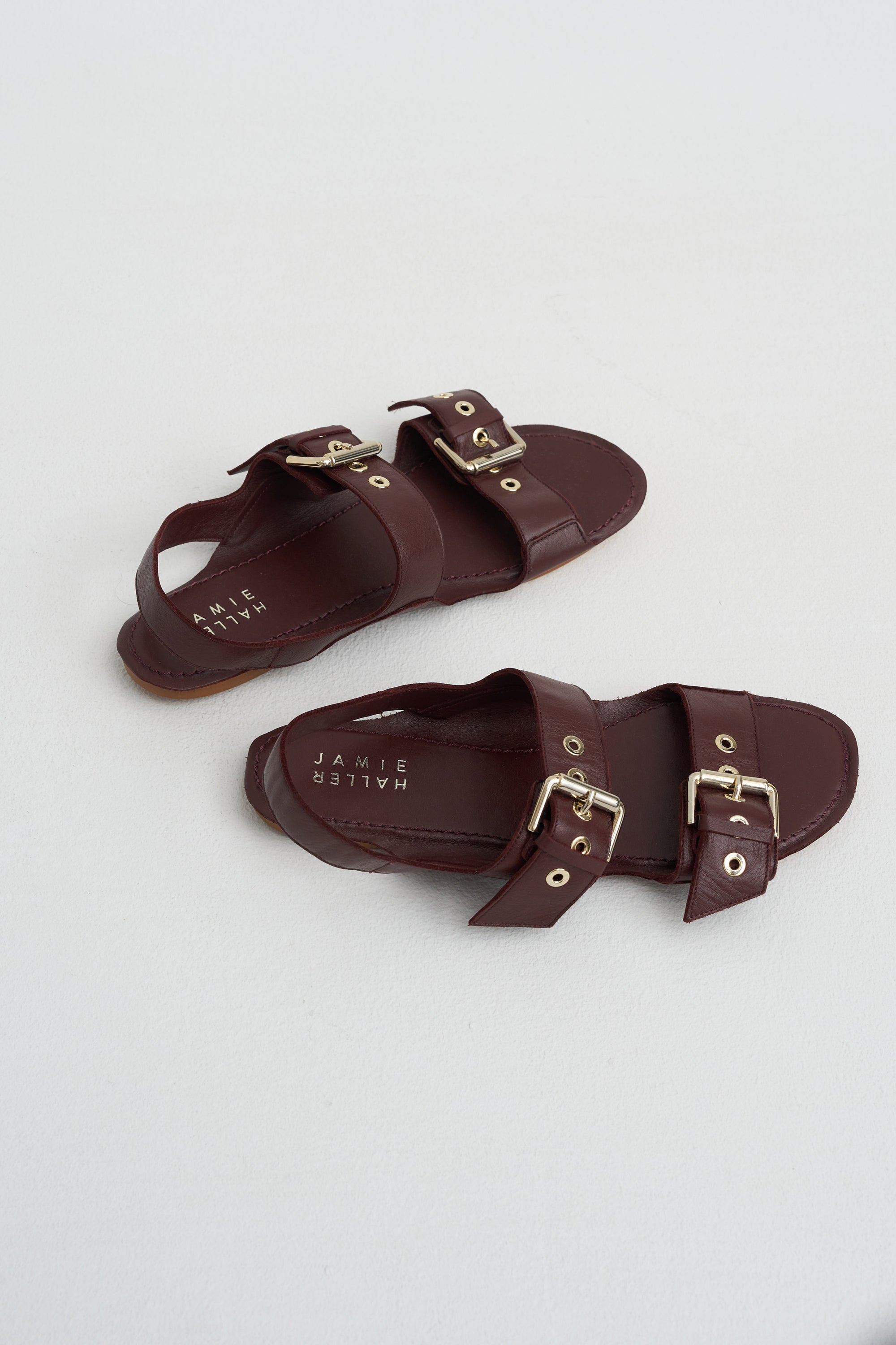 The Double Buckle Sandal, Oxblood