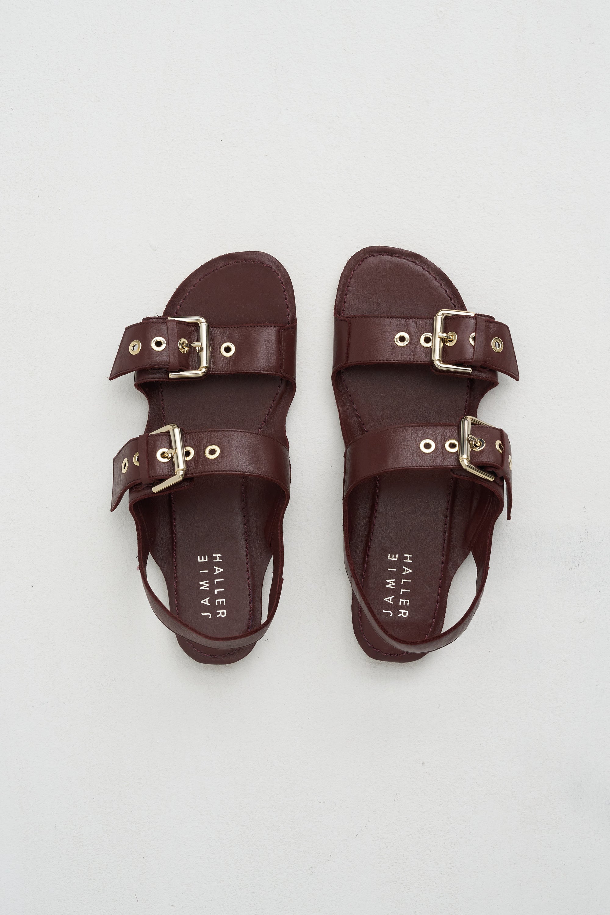 The Double Buckle Sandal, Oxblood