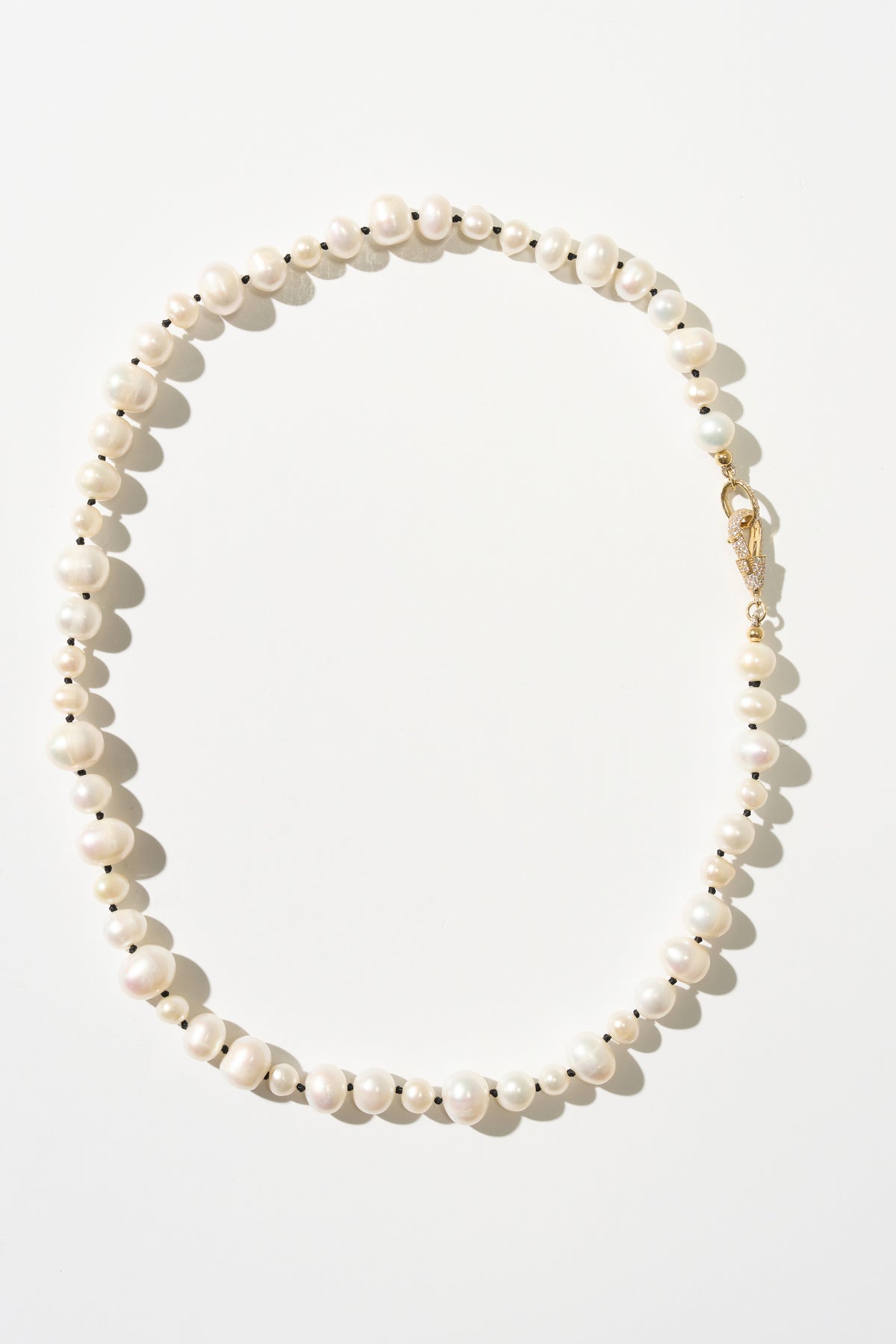 Diamond Hook Necklace, Pearl