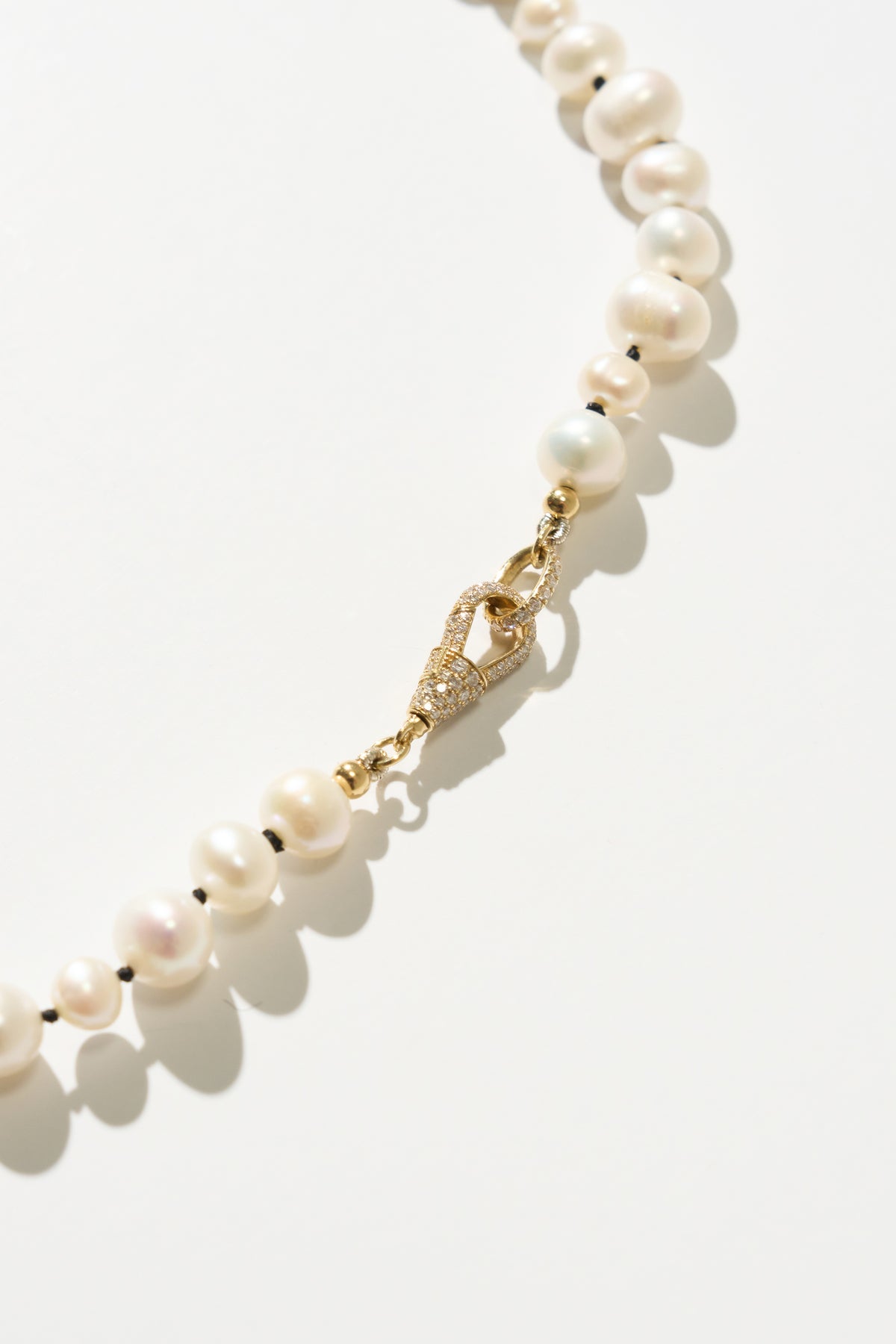 Diamond Hook Necklace, Pearl
