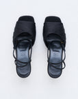 Folded Satin Sandal, Black & Gold