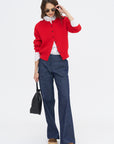 Riana Cotton Sweater, Vermillion