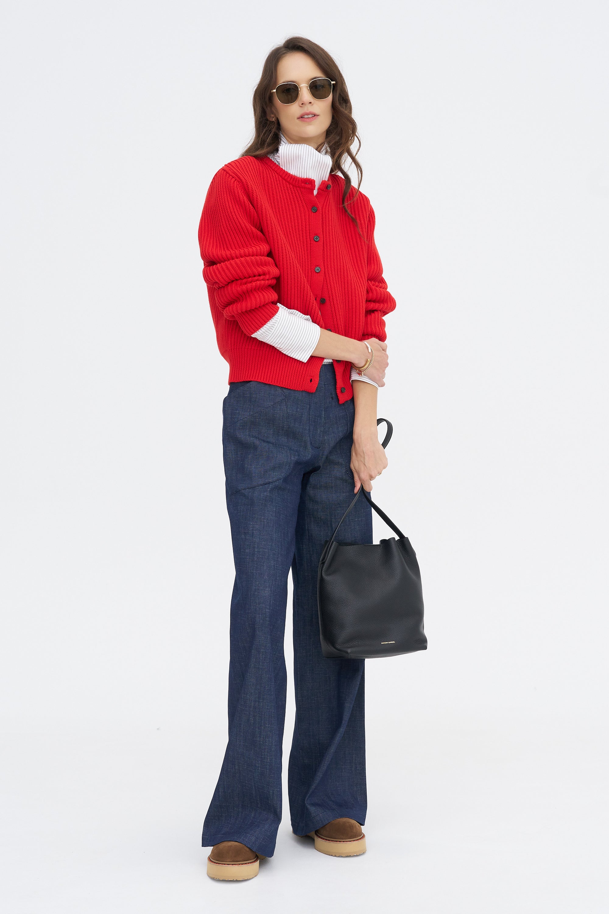 Riana Cotton Sweater, Vermillion