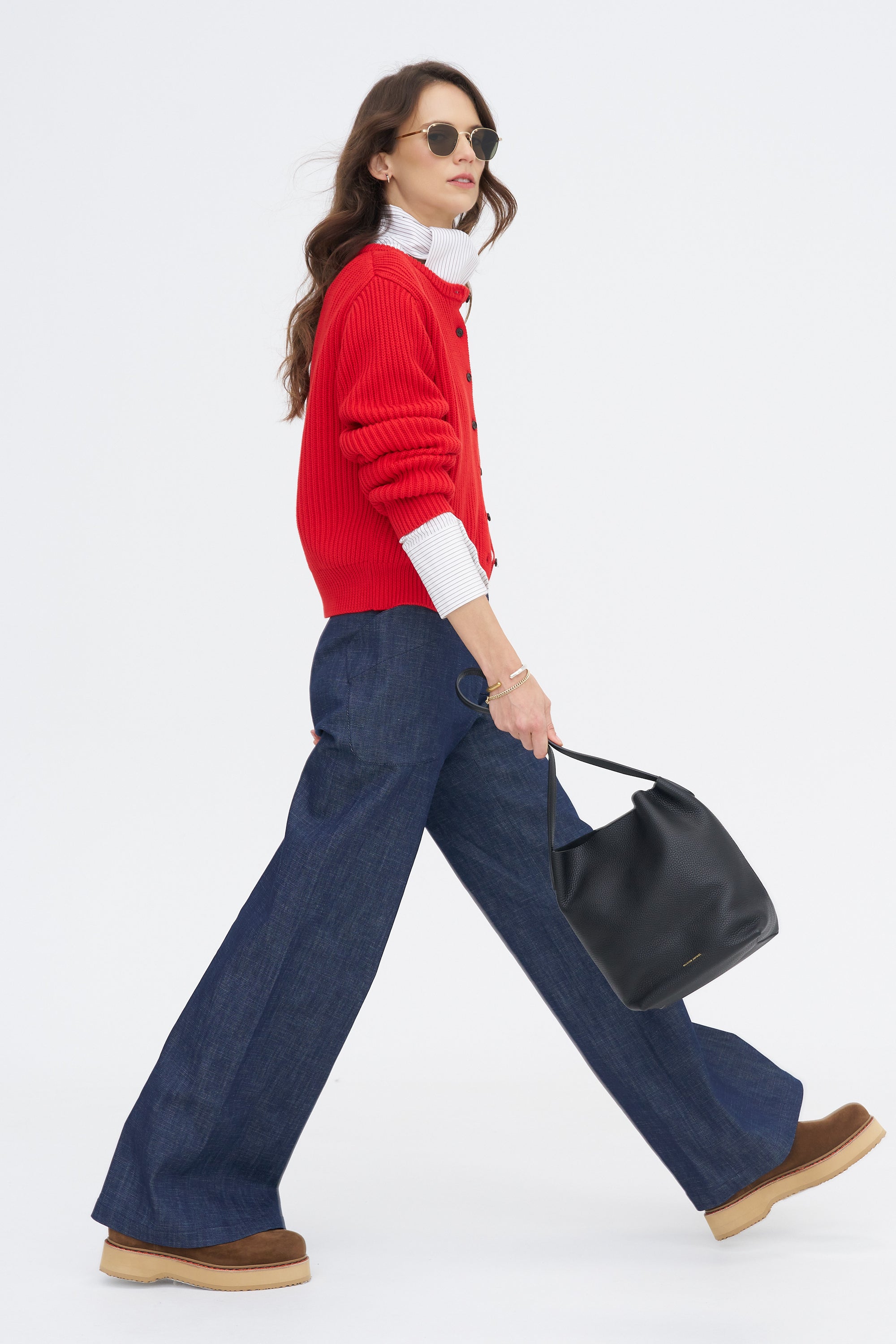 Riana Cotton Sweater, Vermillion