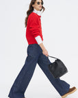Riana Cotton Sweater, Vermillion