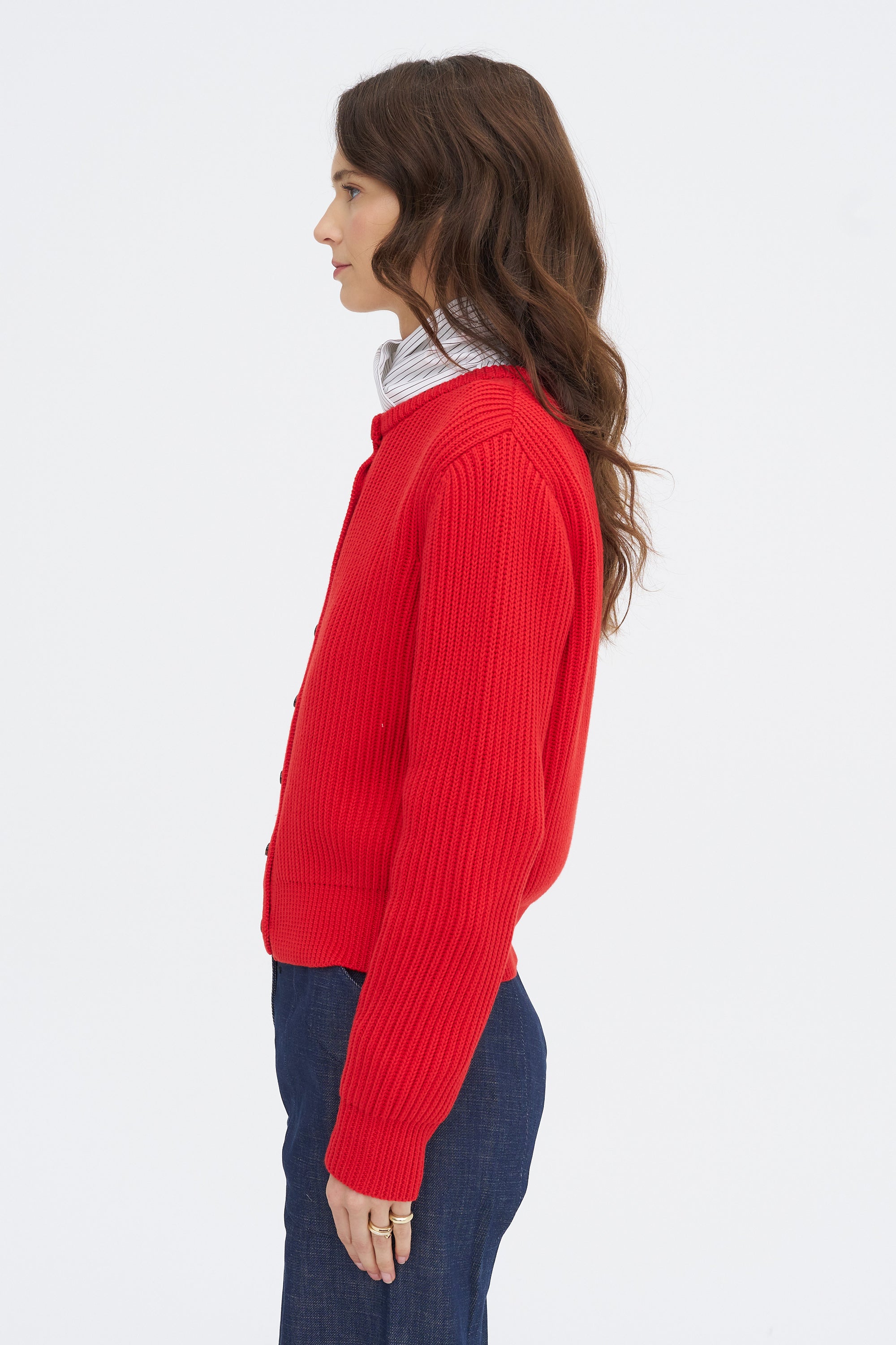 Riana Cotton Sweater, Vermillion