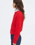Riana Cotton Sweater, Vermillion