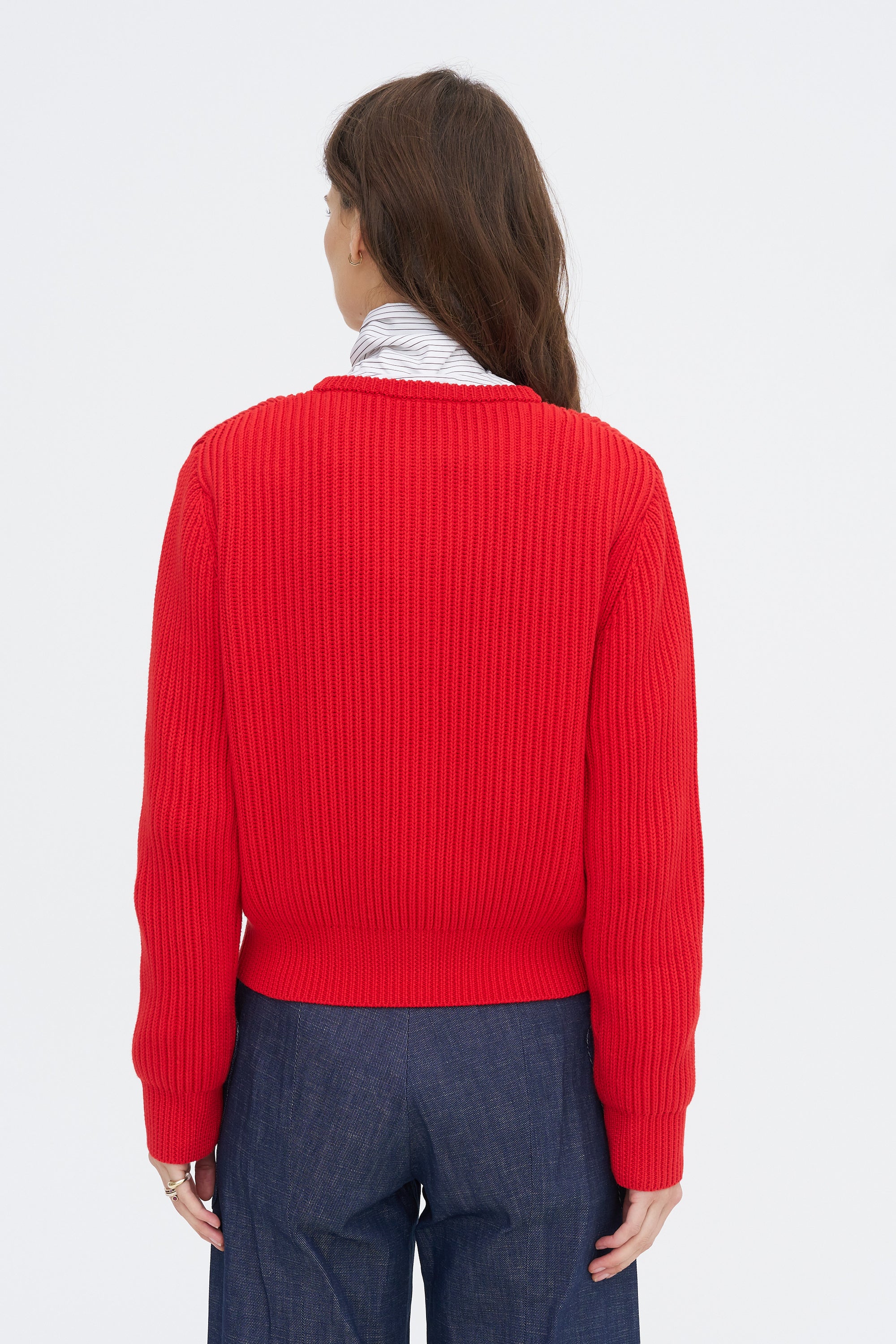 Riana Cotton Sweater, Vermillion