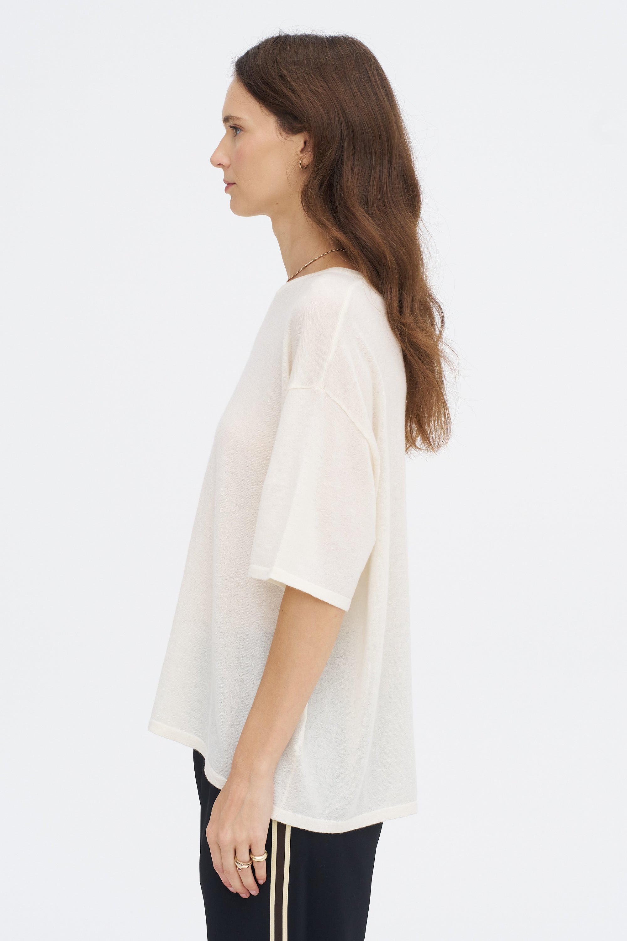 Hazel Superfine Cashmere Top, ivory