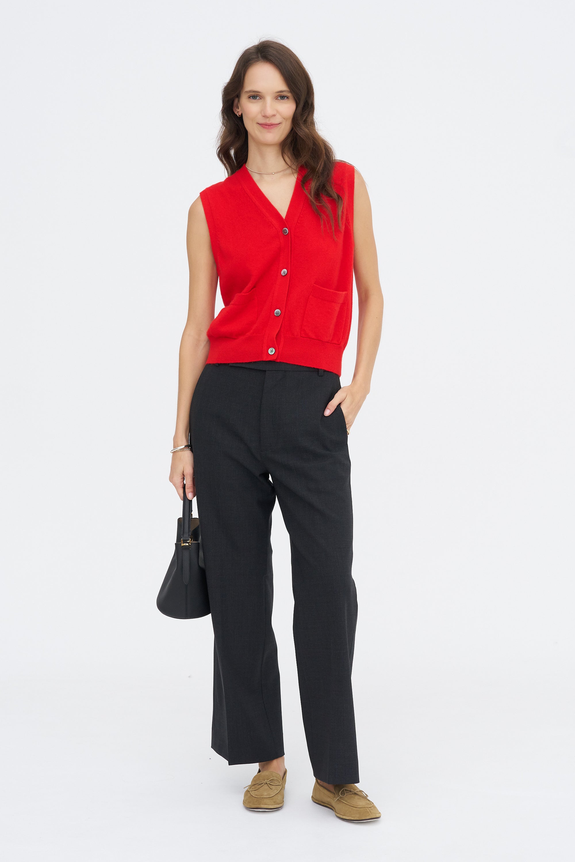Juni Cashmere Vest, Scarlet