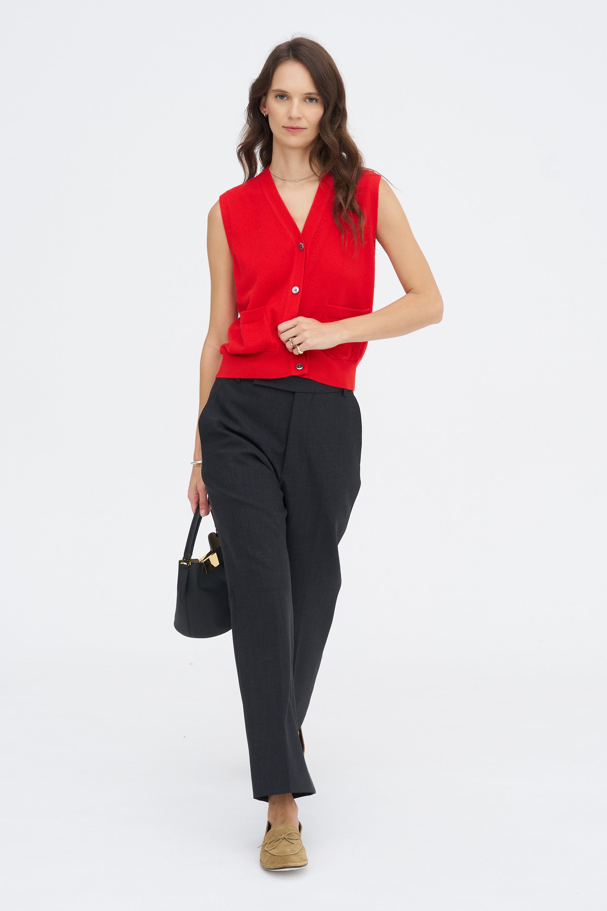 Juni Cashmere Vest, Scarlet