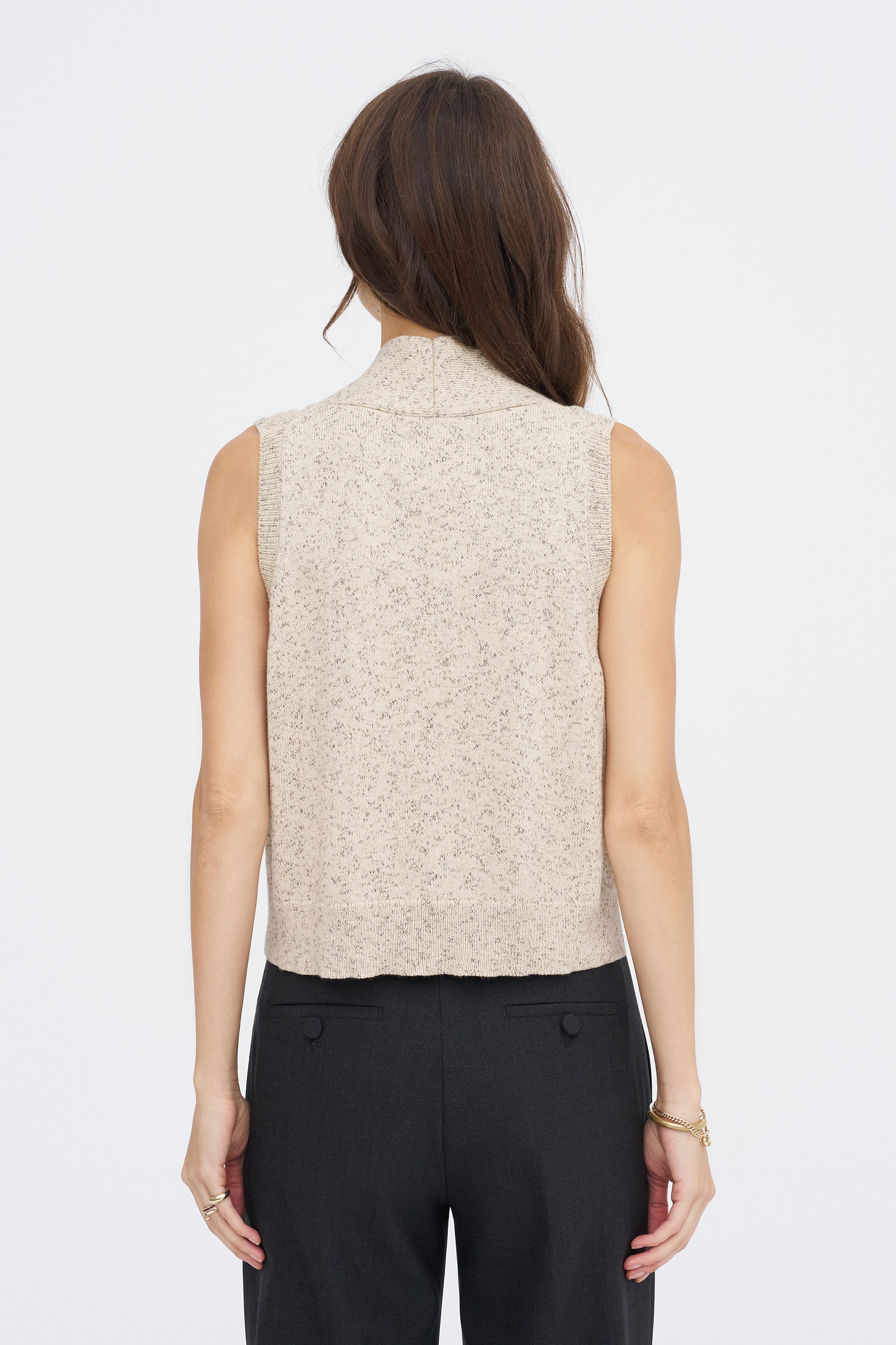 Flecked Cotton Vest, Natural