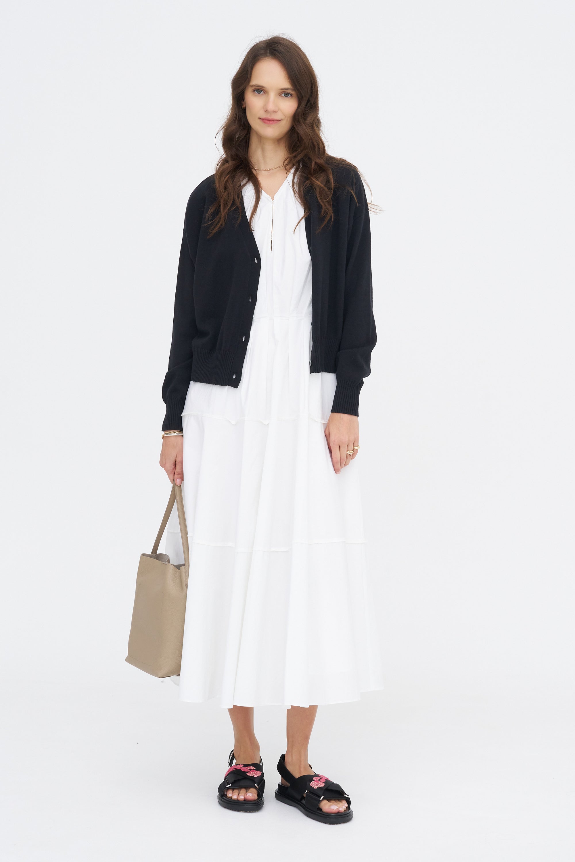 Lola Cotton Cashmere Cardigan, Black