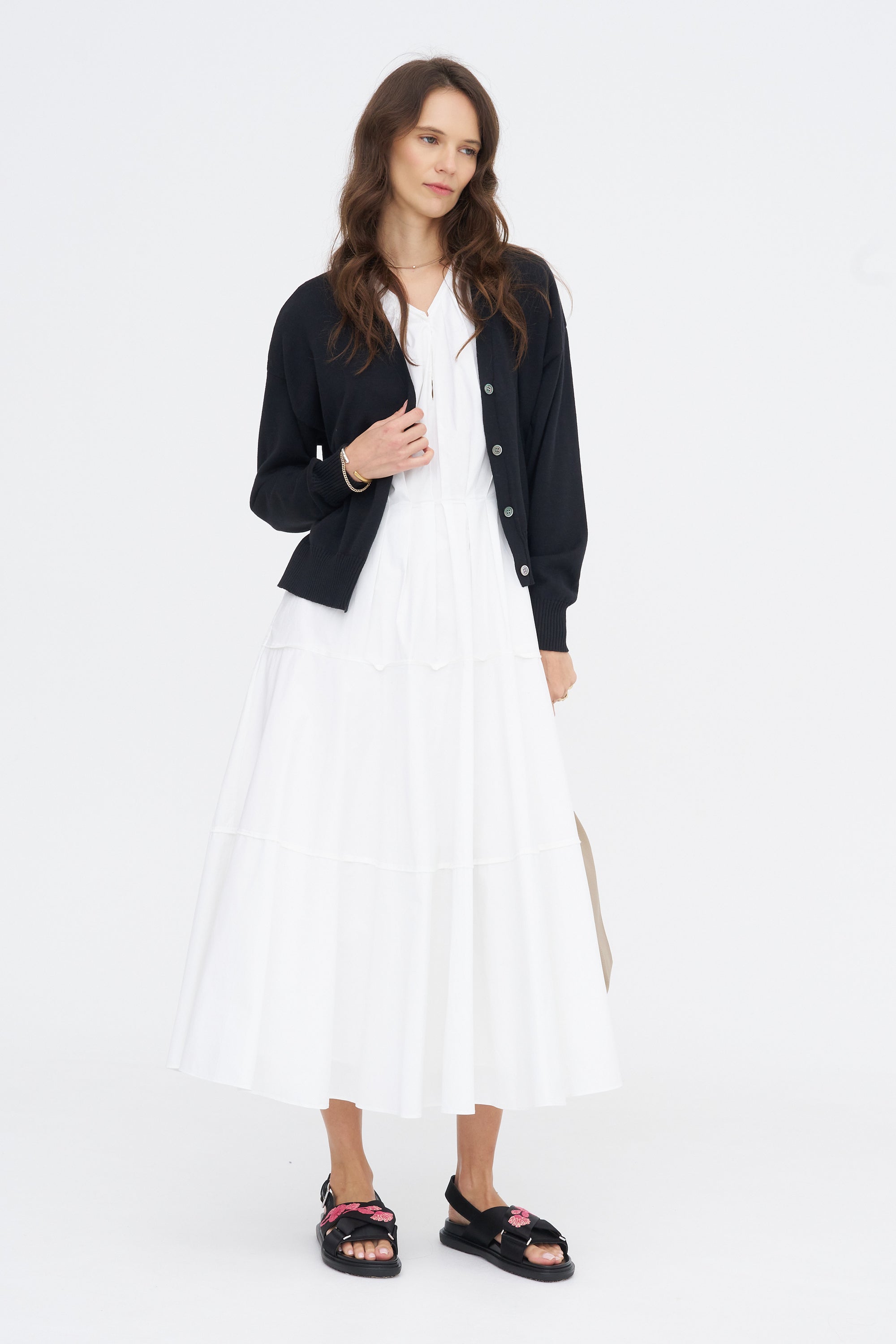 Lola Cotton Cashmere Cardigan, Black