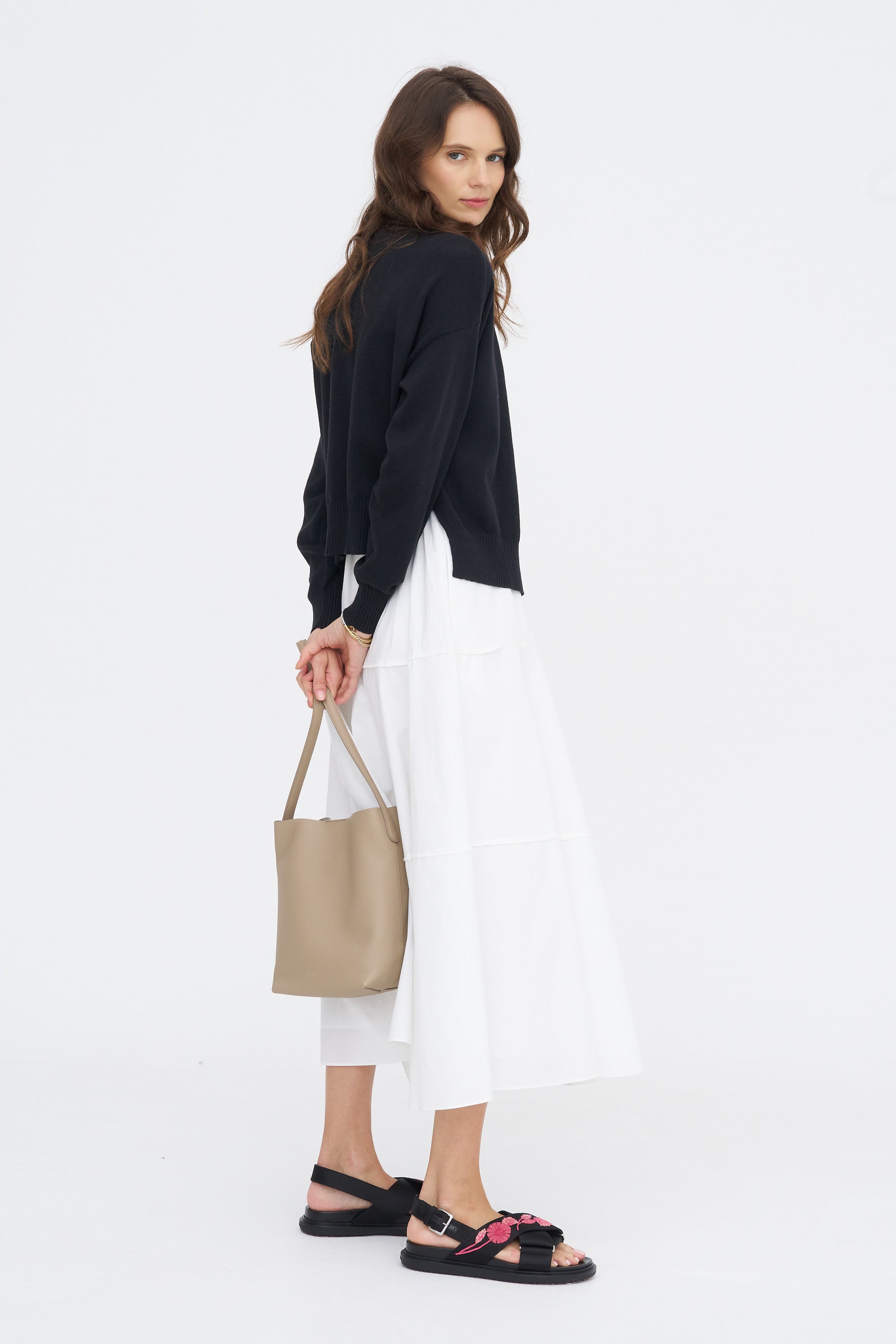 Lola Cotton Cashmere Cardigan, Black