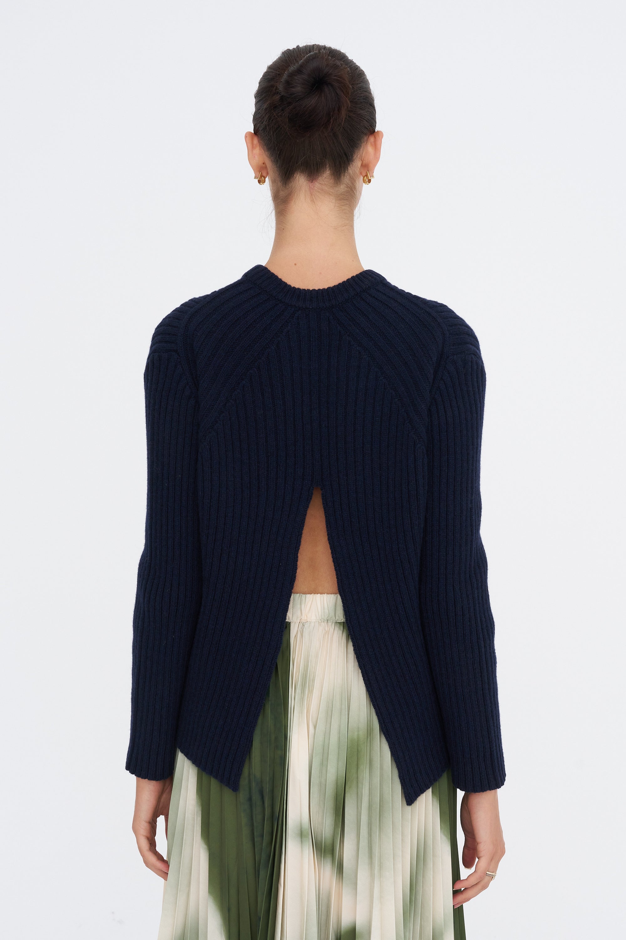 Open Back Sweater, Navy