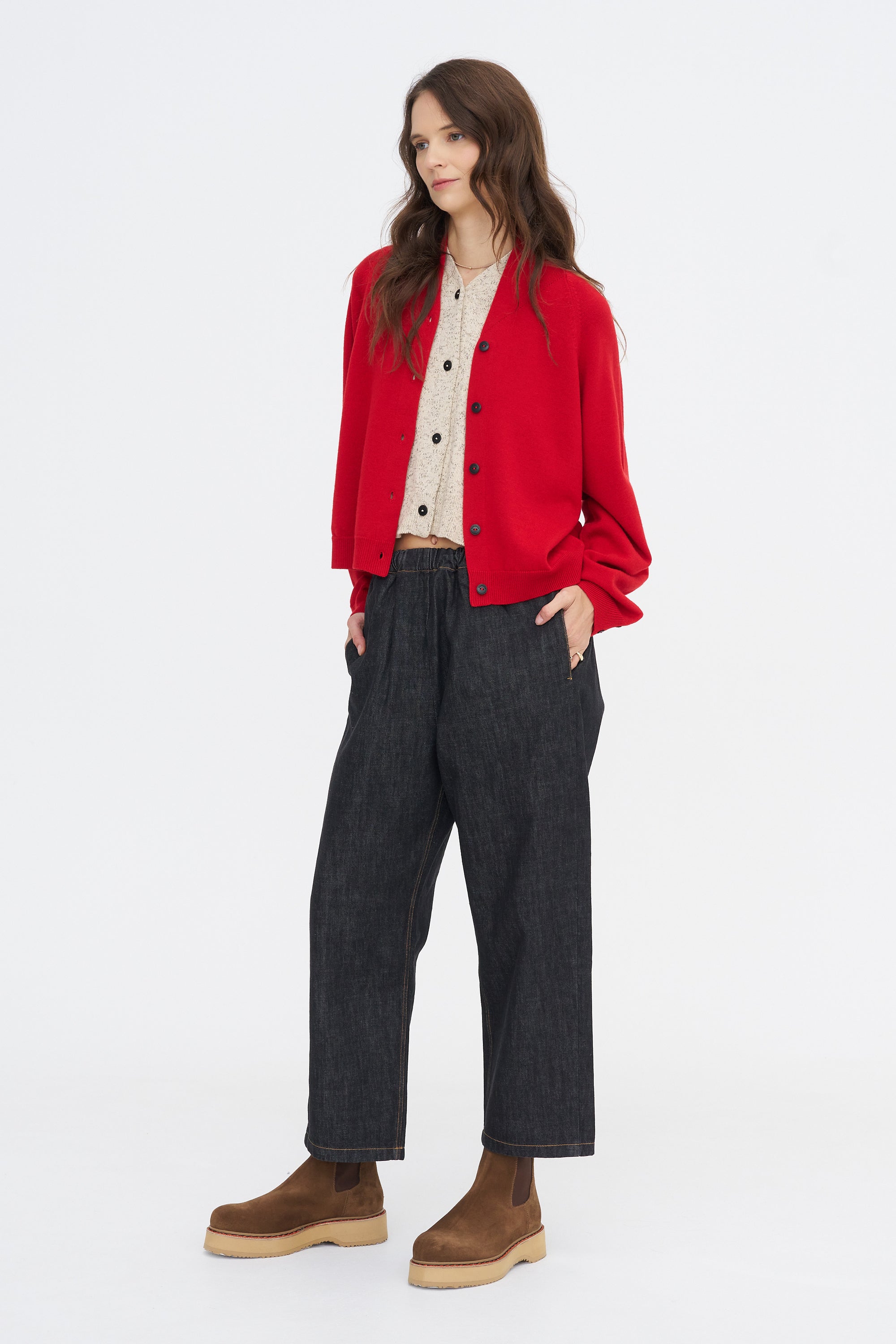 Merino &amp; Wool Cardigan, Red