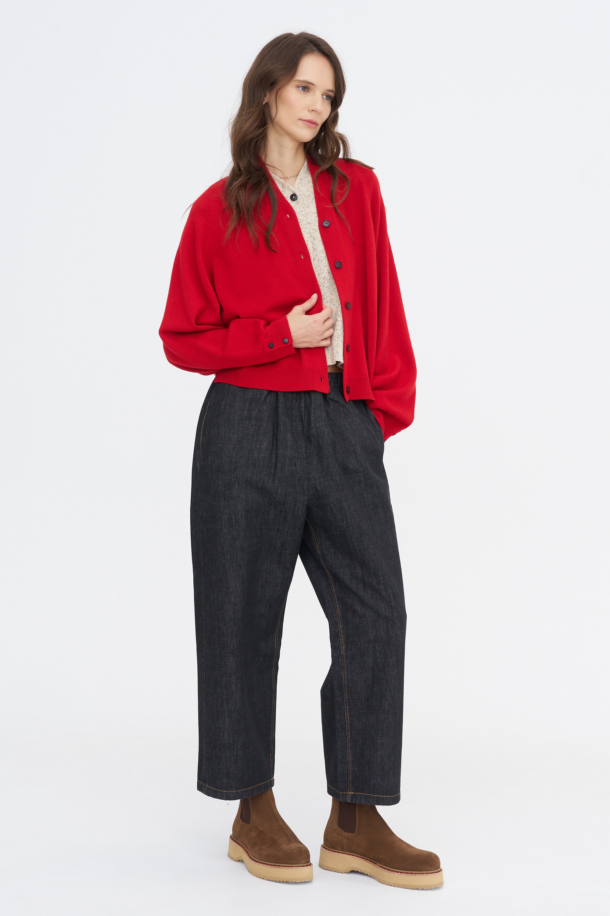 Merino &amp; Wool Cardigan, Red