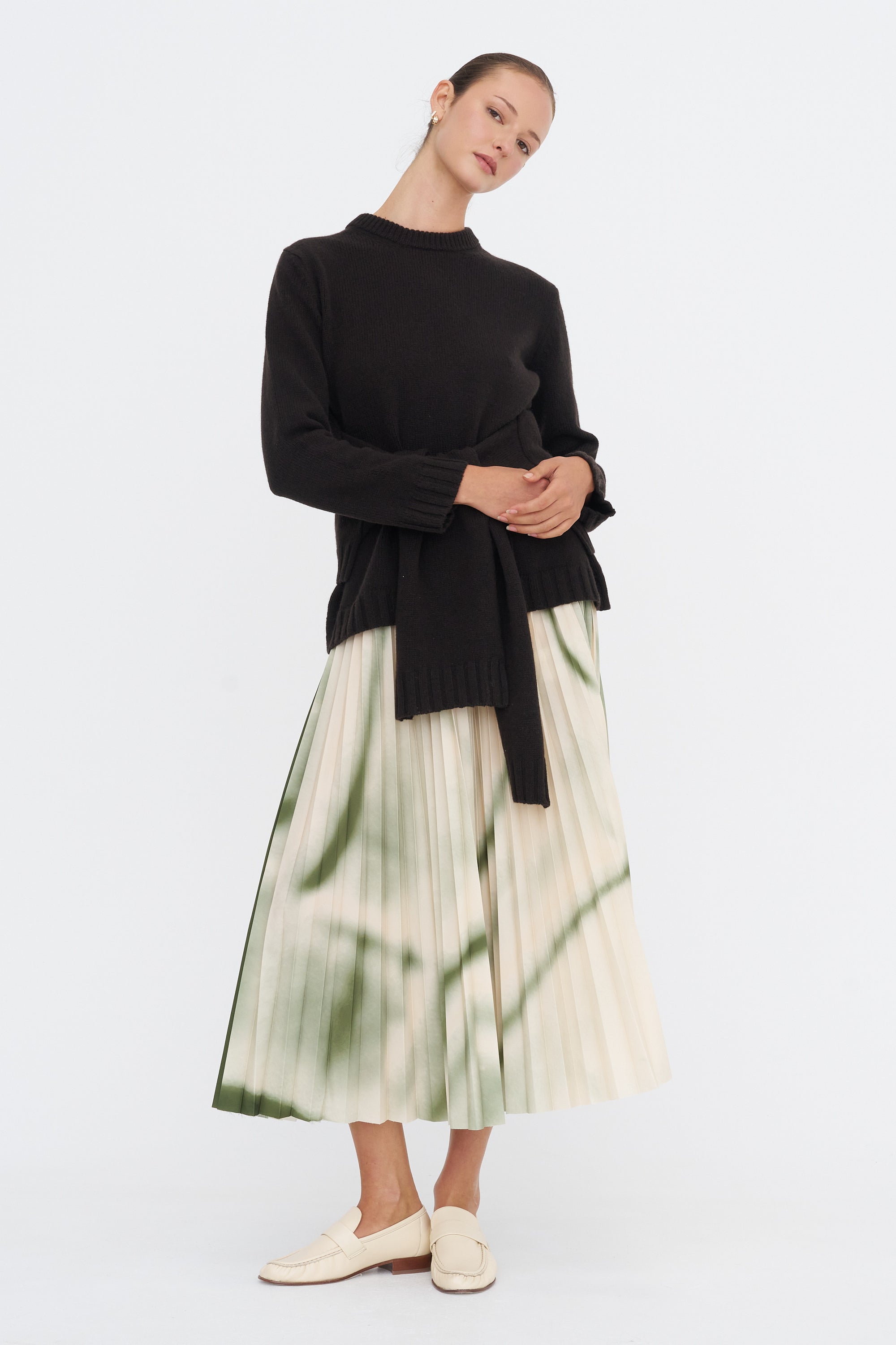 Soleil Skirt, Green &amp; White