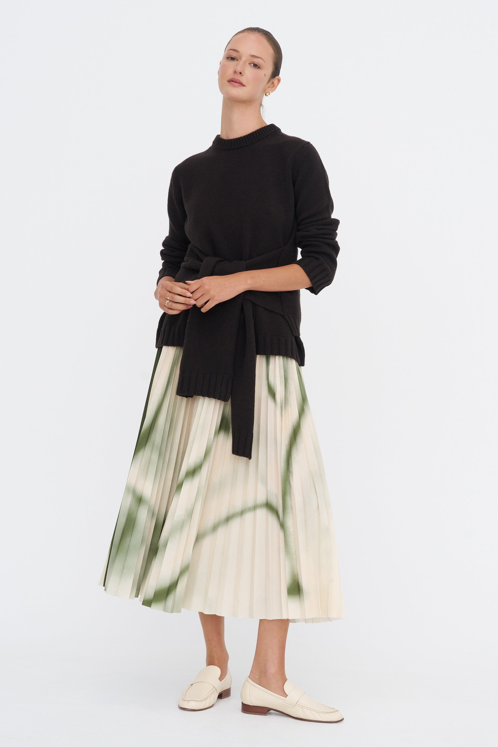 Soleil Skirt, Green &amp; White