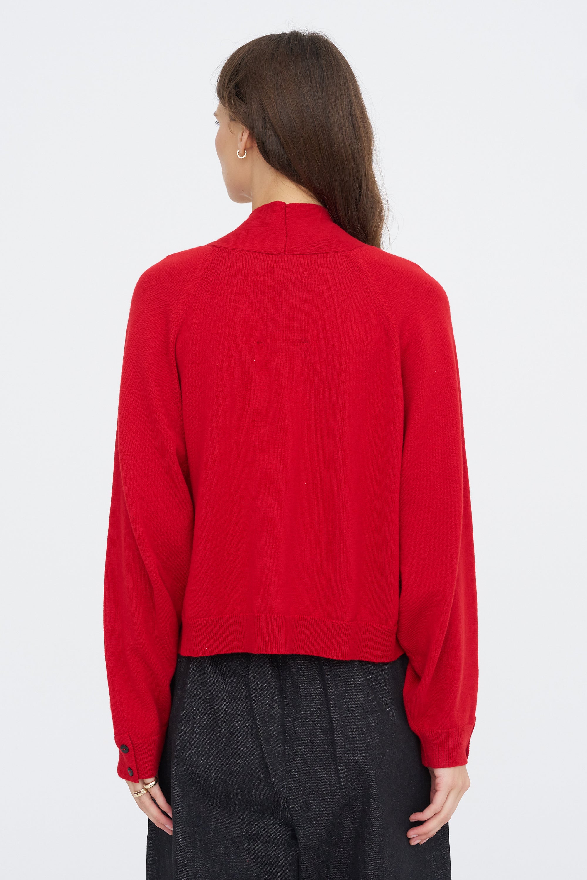 Merino &amp; Wool Cardigan, Red