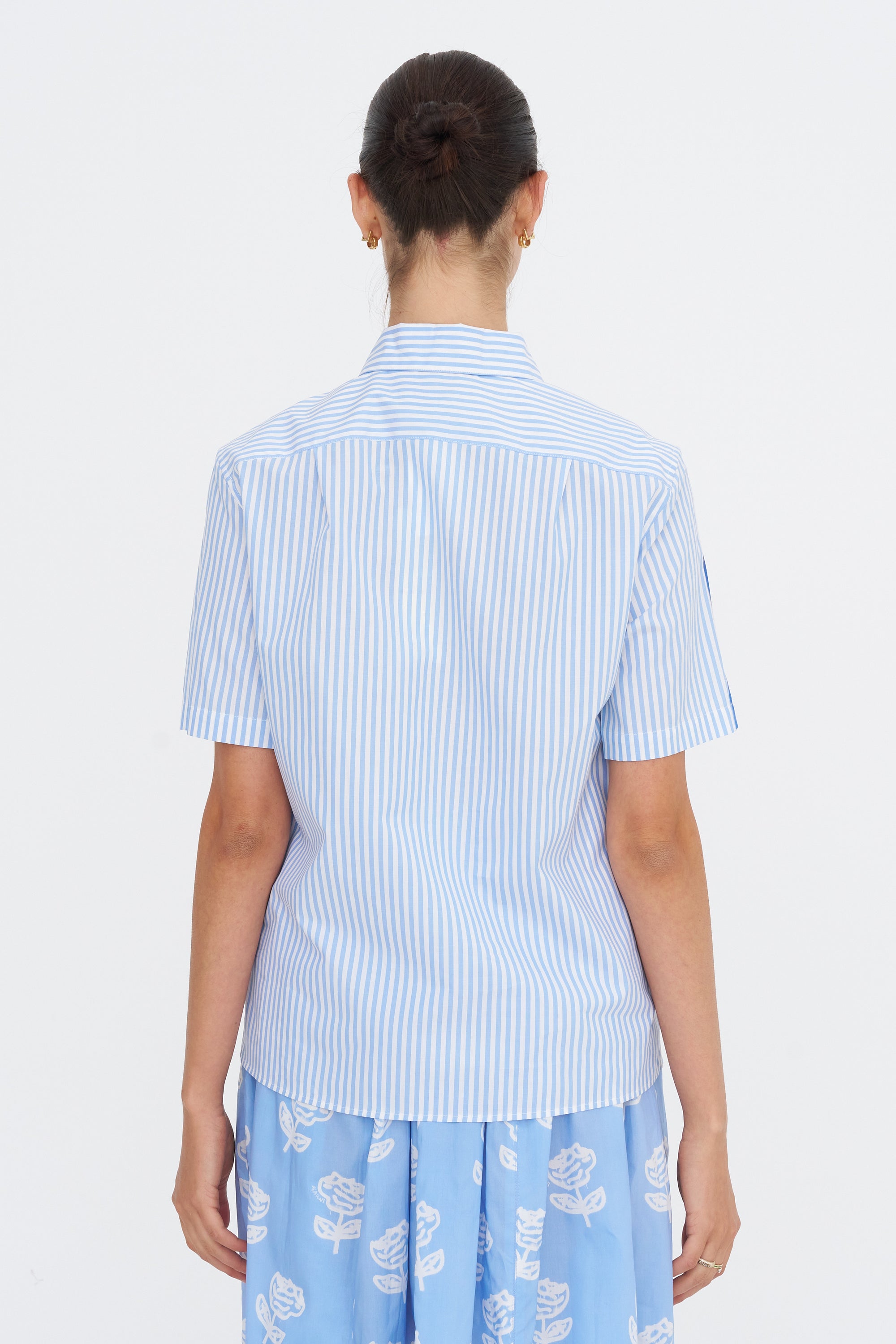 Poplin Bowling Shirt, Iris Blue