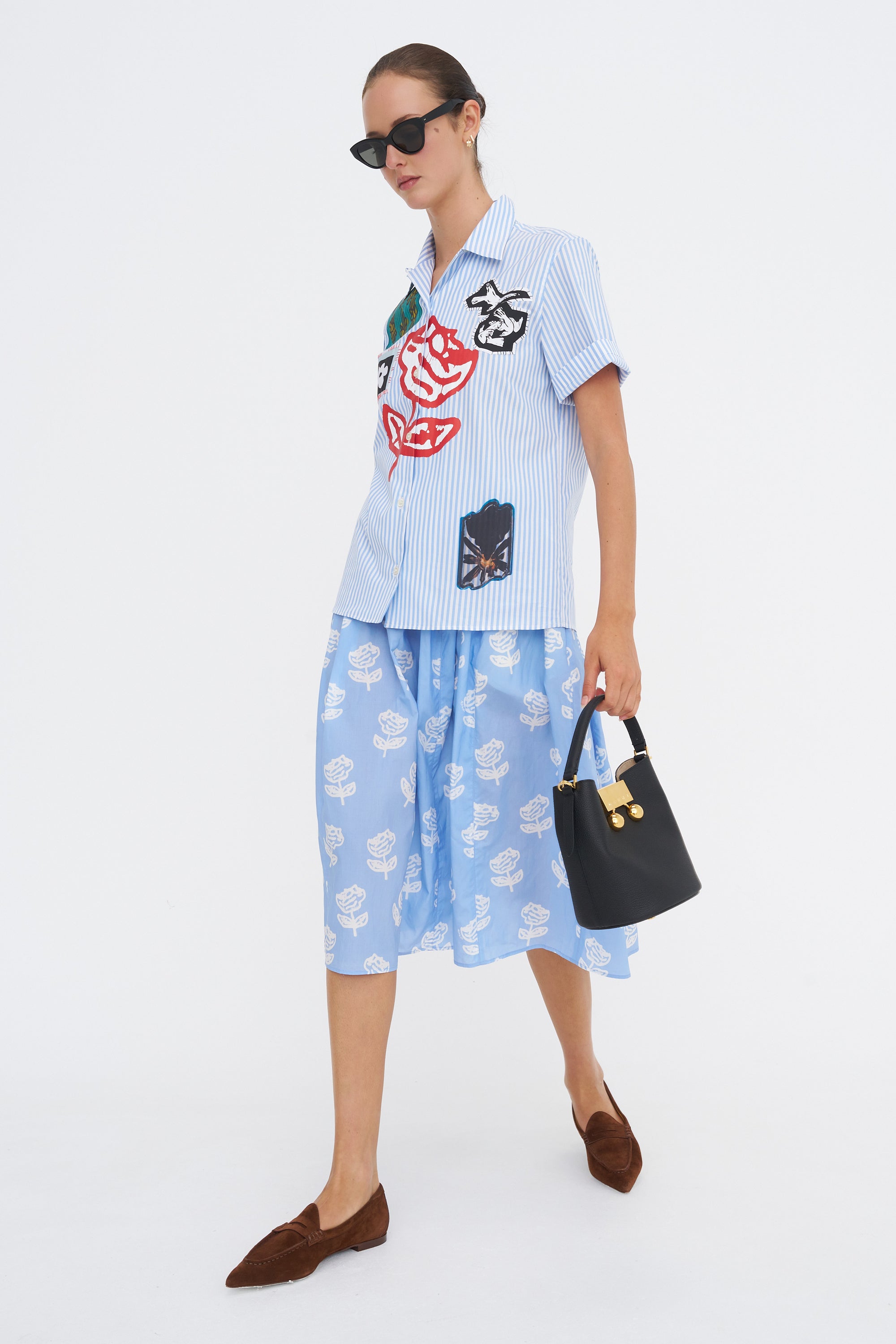 Poplin Bowling Shirt, Iris Blue