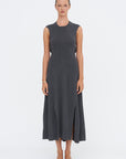Clara Knit Flared Dress, Mid Grey Melange